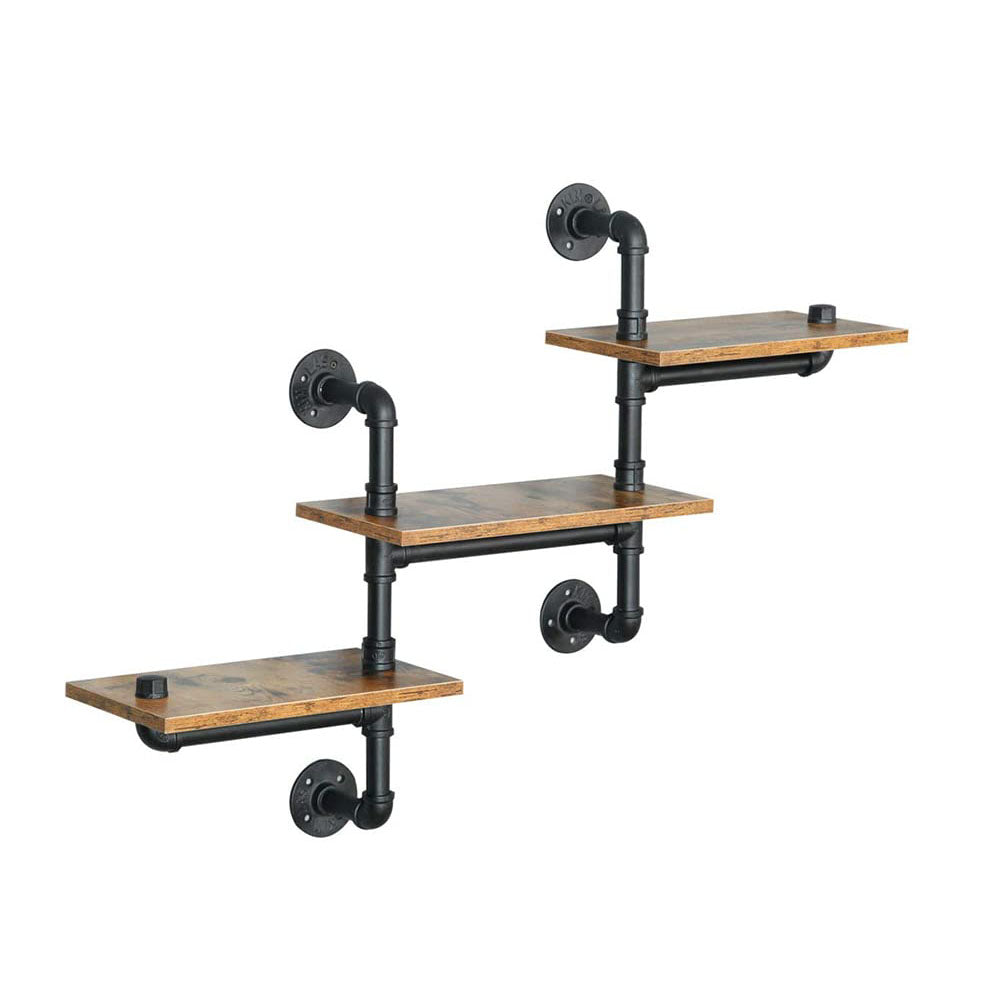 Sturdy 3-Tier Industrial Pipe Shelving Wall Mounted Retro Rustic Shelf