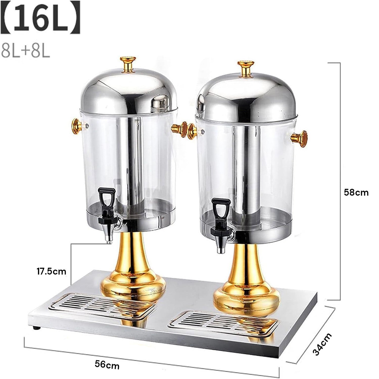 16L Commercial Restaurant Buffet Beverage Juice Beverage Dispenser Drink Container Gold