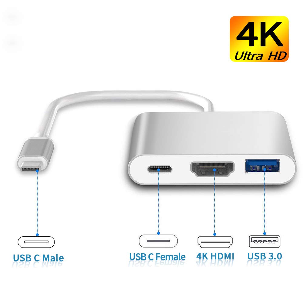 4K HDMI USB-C to HDMI Adapter with USB 3.0 Port, 3.1 Port