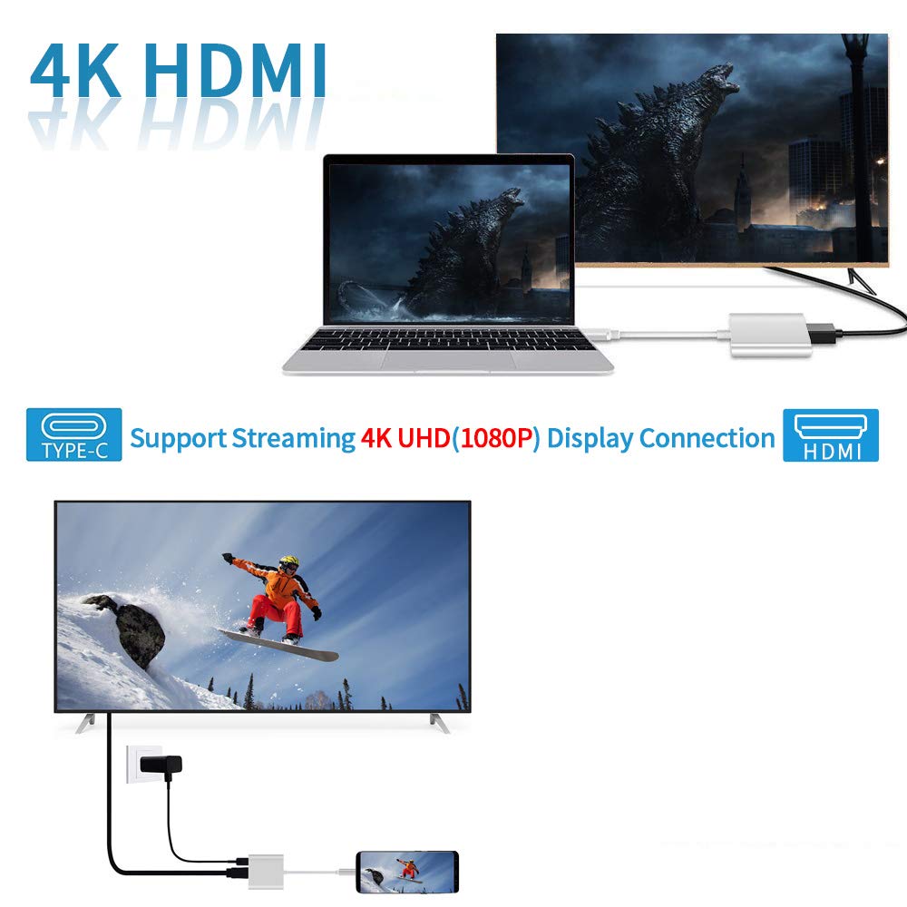 4K HDMI USB-C to HDMI Adapter with USB 3.0 Port, 3.1 Port