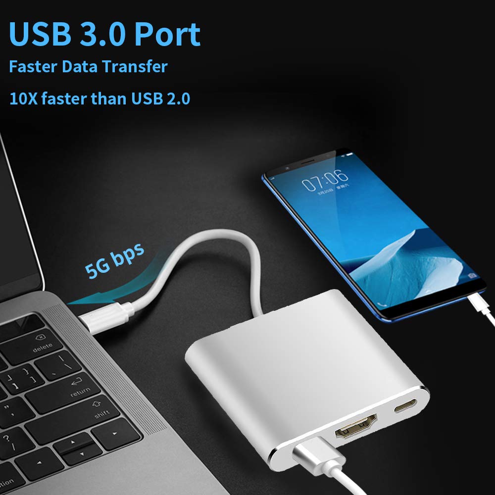 4K HDMI USB-C to HDMI Adapter with USB 3.0 Port, 3.1 Port