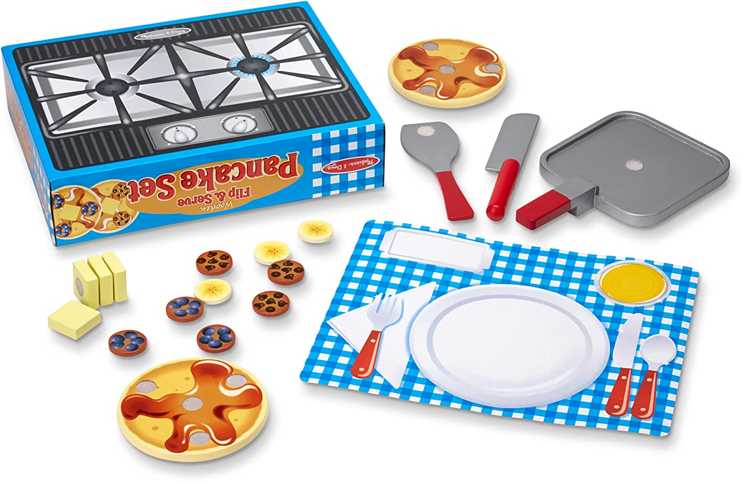 Wooden Pancake Breakfast Play Set with Toppings (19 pcs) - Melissa & Doug