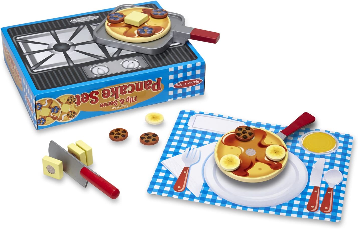 Wooden Pancake Breakfast Play Set with Toppings (19 pcs) - Melissa & Doug