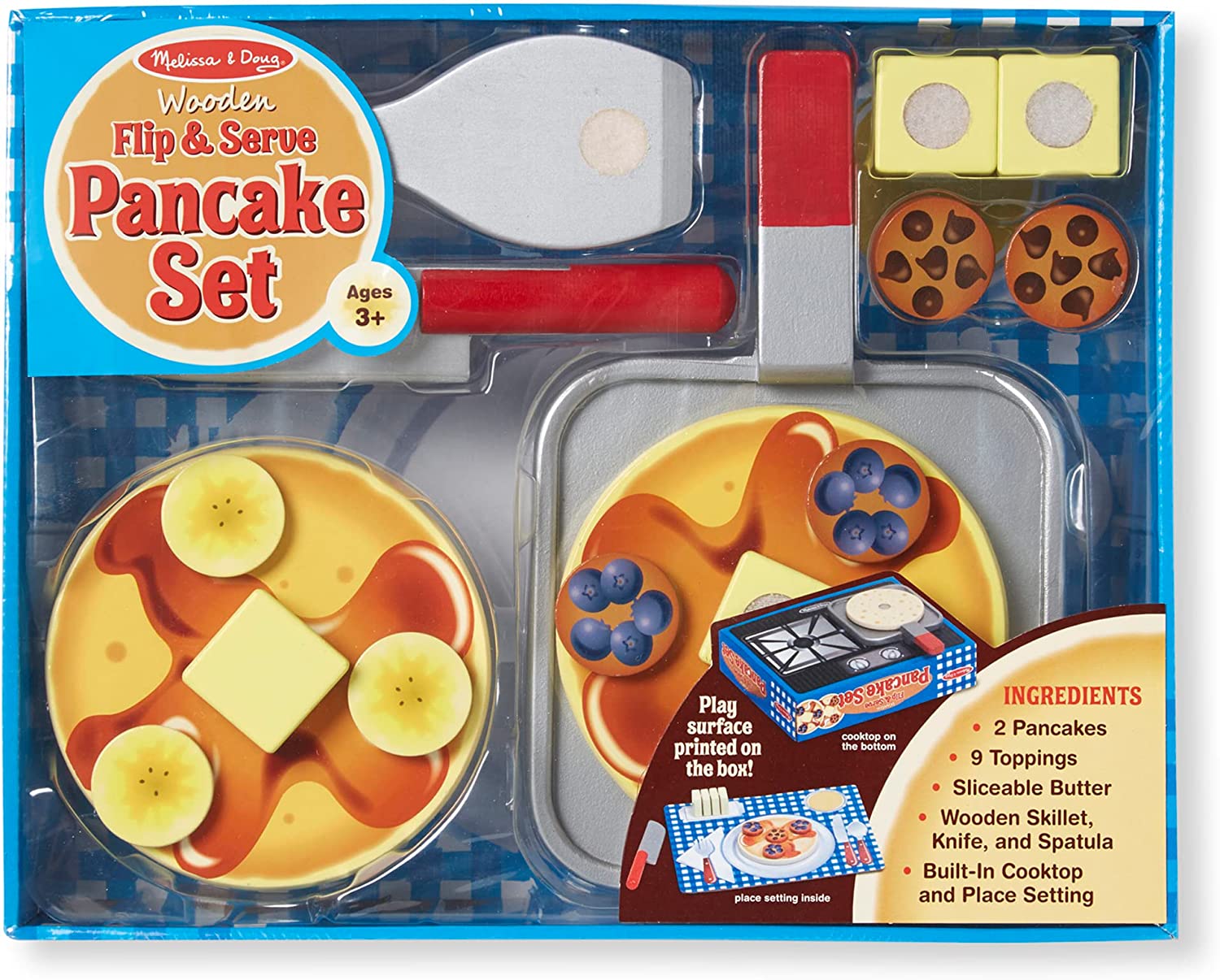 Wooden Pancake Breakfast Play Set with Toppings (19 pcs) - Melissa & Doug