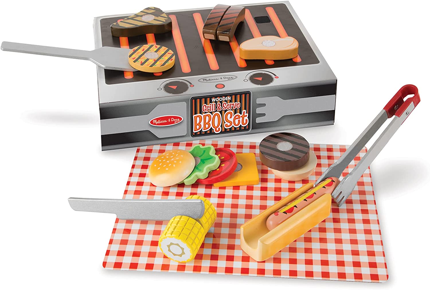 20-Piece Wooden Grill & Serve BBQ Set for Kids - Melissa & Doug