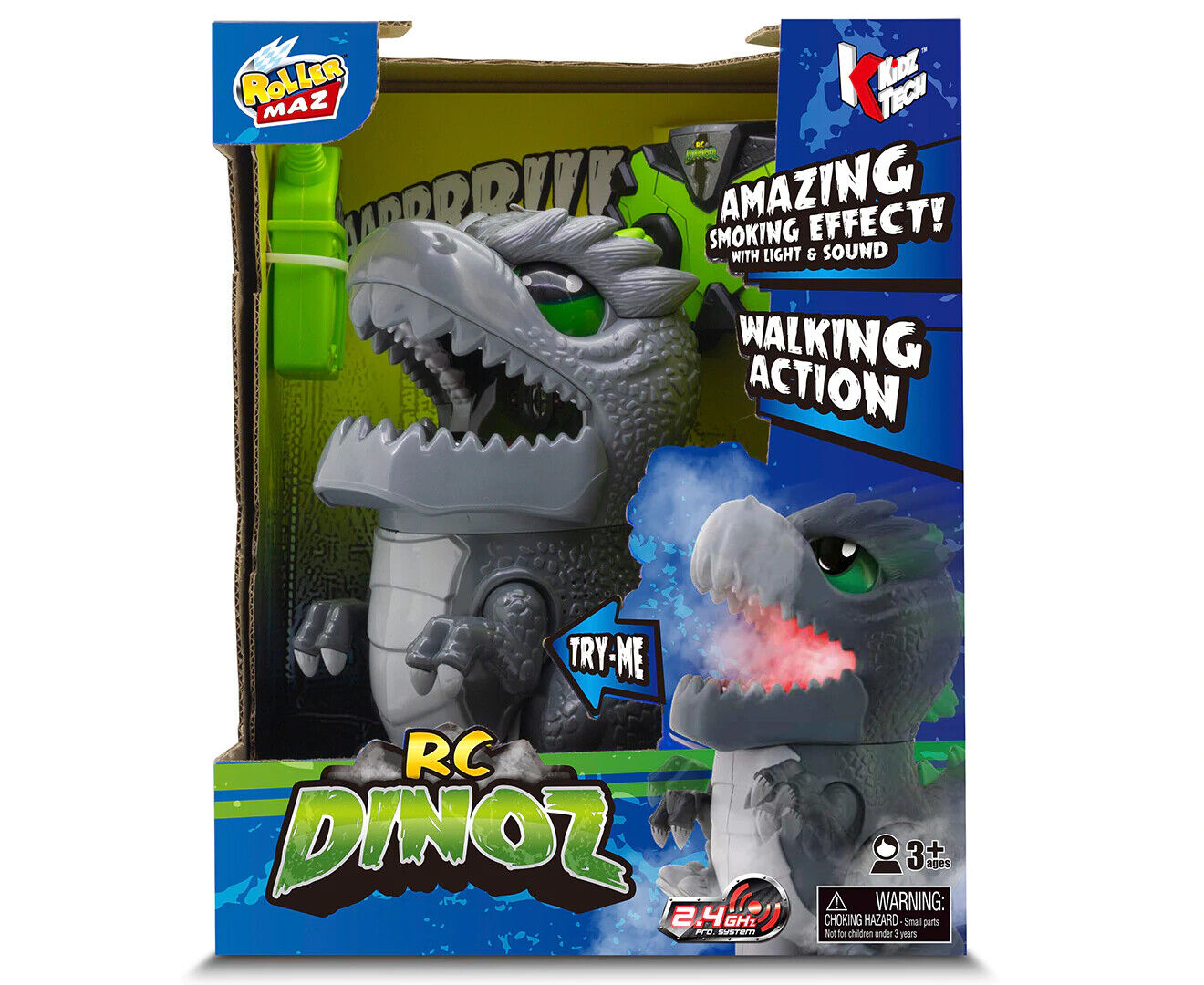 Smoking Effect RC Walking Dino with LED Lights - Kidz Tech