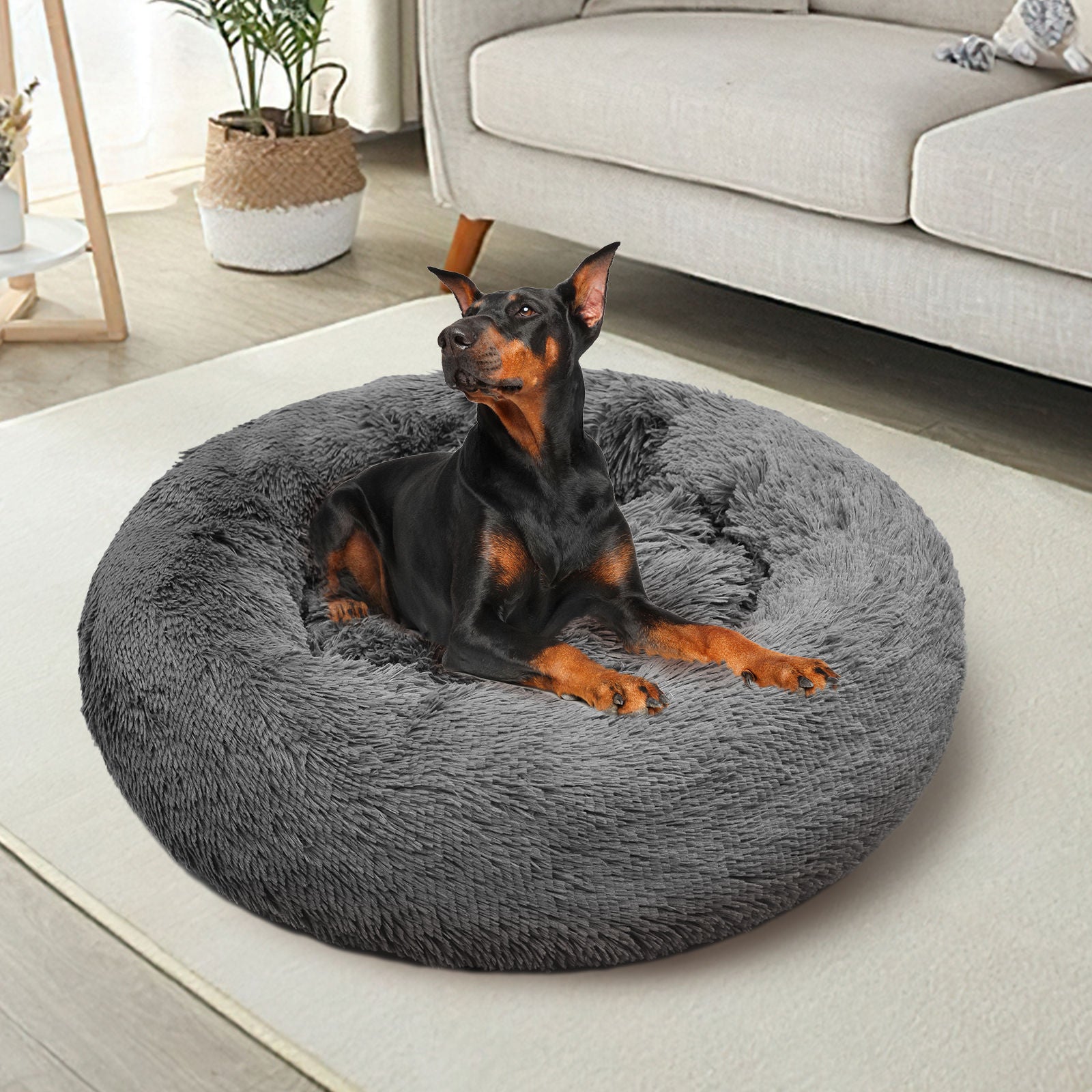 Warm Washable Calming Pet Bed, XXL, Dark Gray - Pawfriends