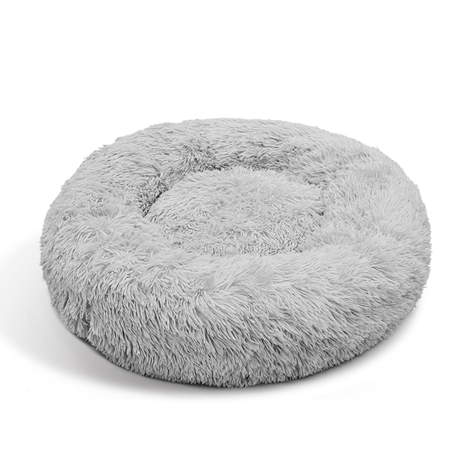 XXL Round Plush Pet Bed, Non-Slip, Washable, Light Grey