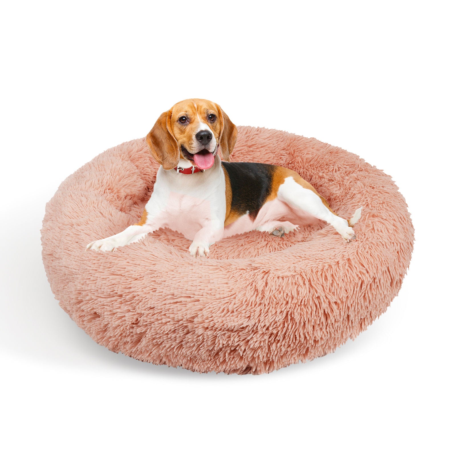 Warm Pink Plush XXL Pet Bed Non-Slip Base Polyester Cover