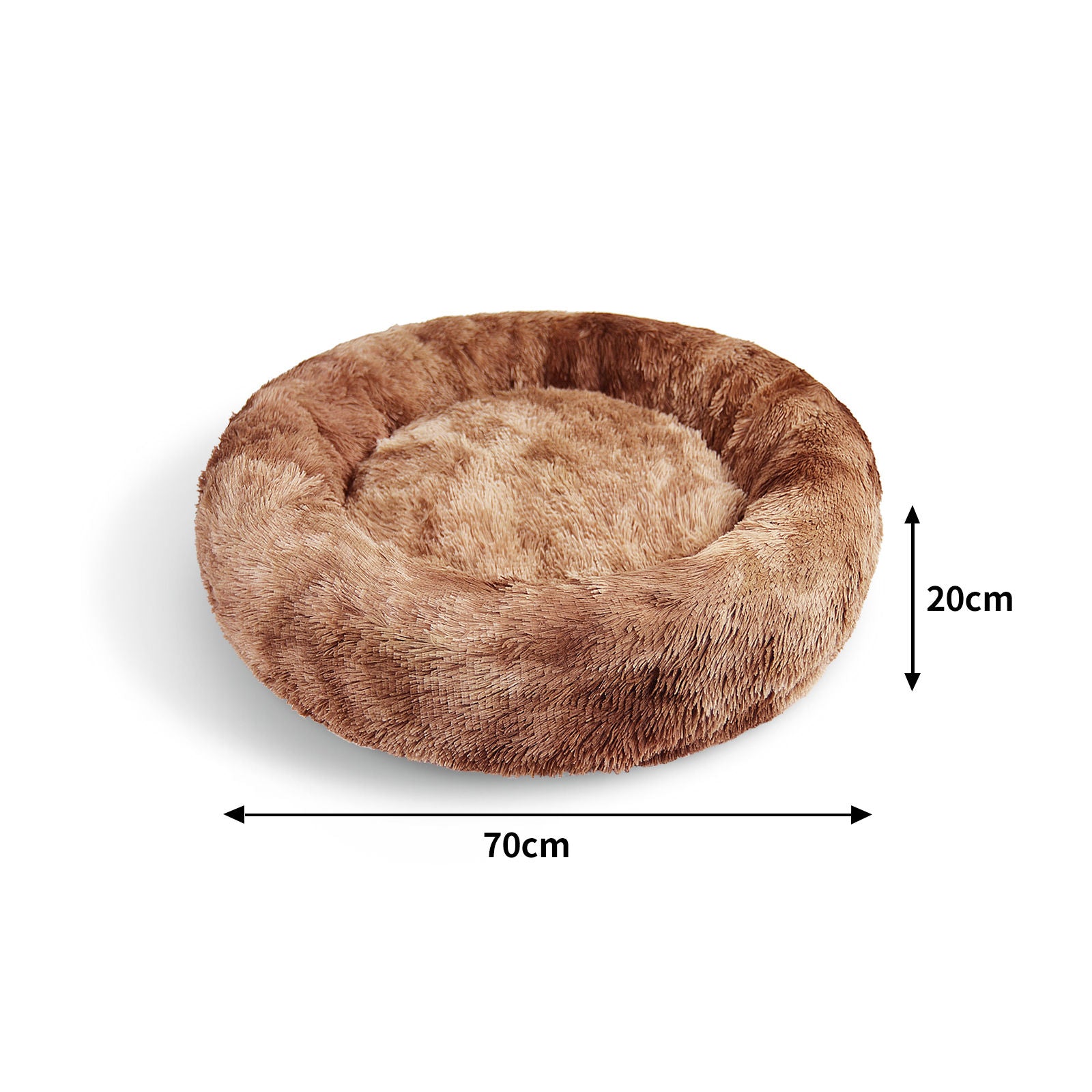 Warm Soft Plush Pet Calming Bed, Non-slip Base, 70cm - Pawfriends