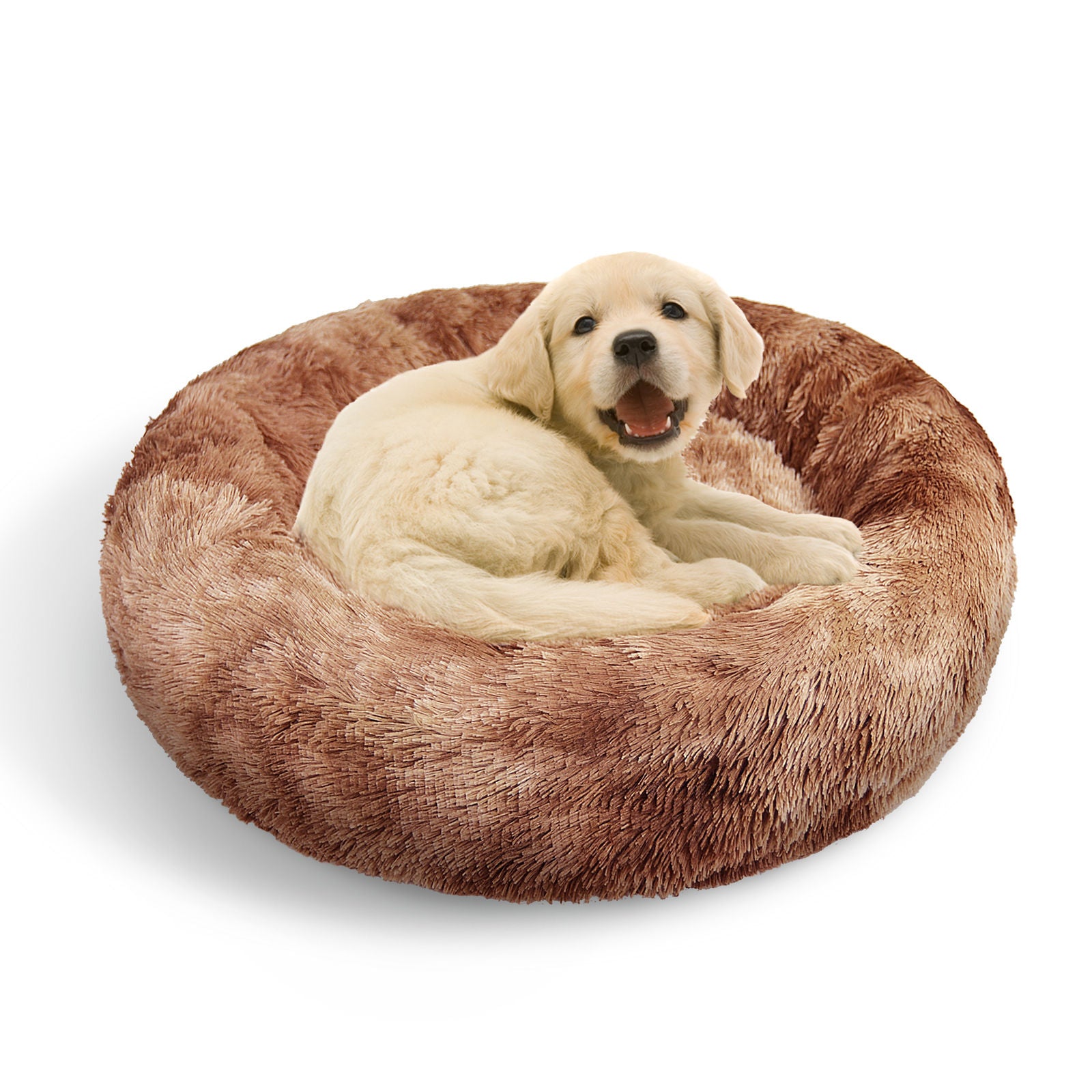 Warm Soft Plush Pet Calming Bed, Non-slip Base, 70cm - Pawfriends