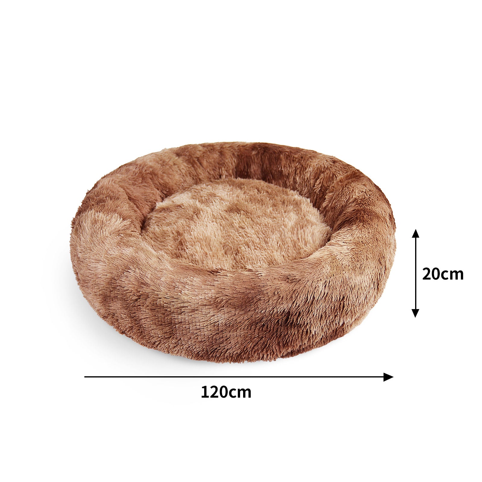 Luxurious Calming Pet Bed, XL Round Soft Plush, 120cm, Pawfriends