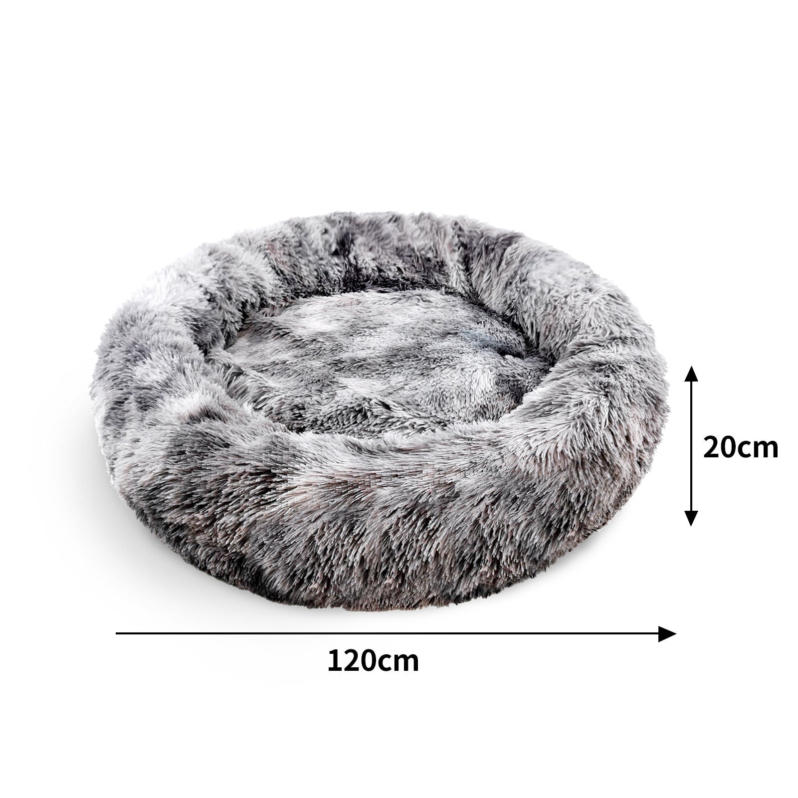 XL Pet Bed Calming Plush Round Non-Slip 120cm - Pawfriends