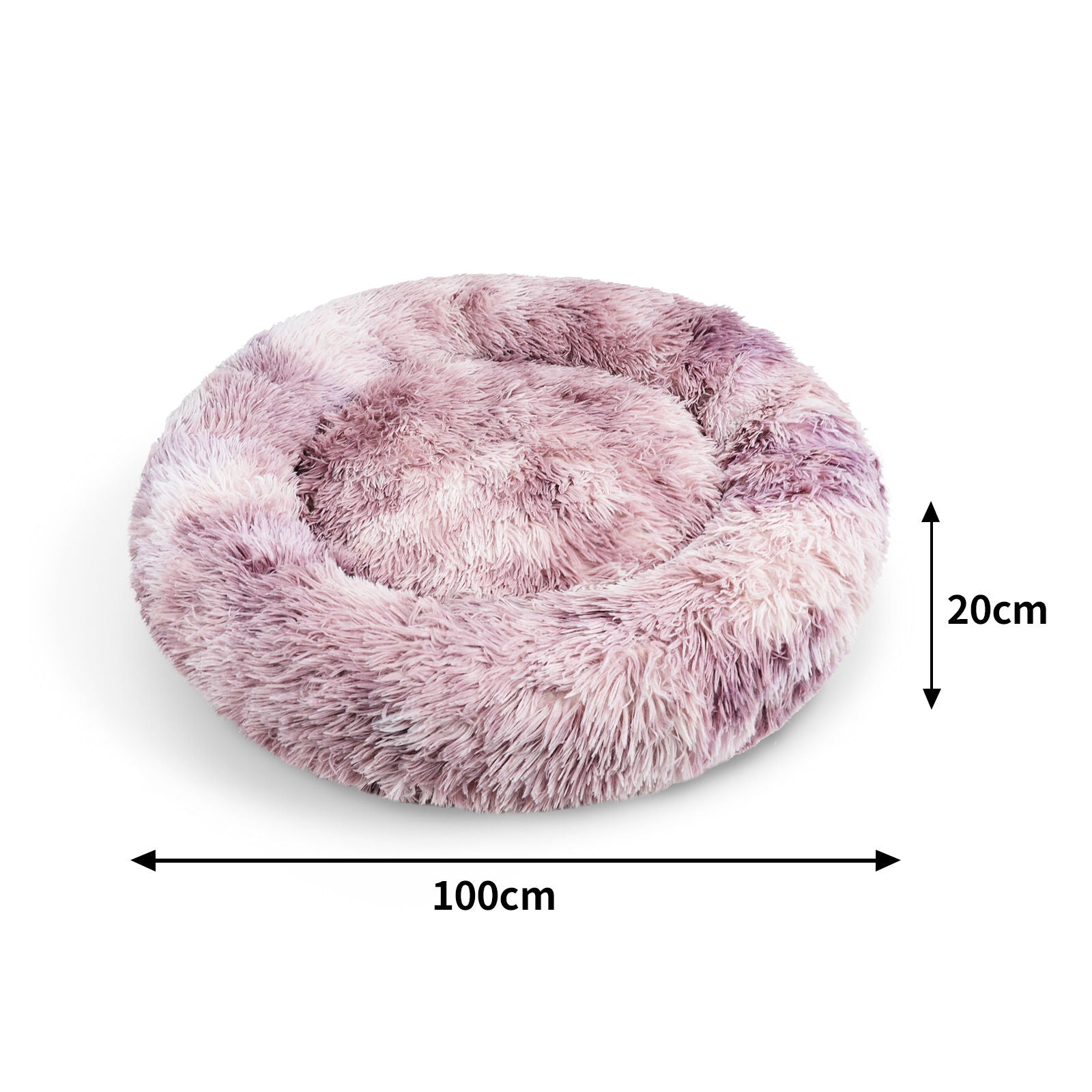 Soft Plush Calming Pet Bed - Round, Non-Slip, Purple - Pawfriends