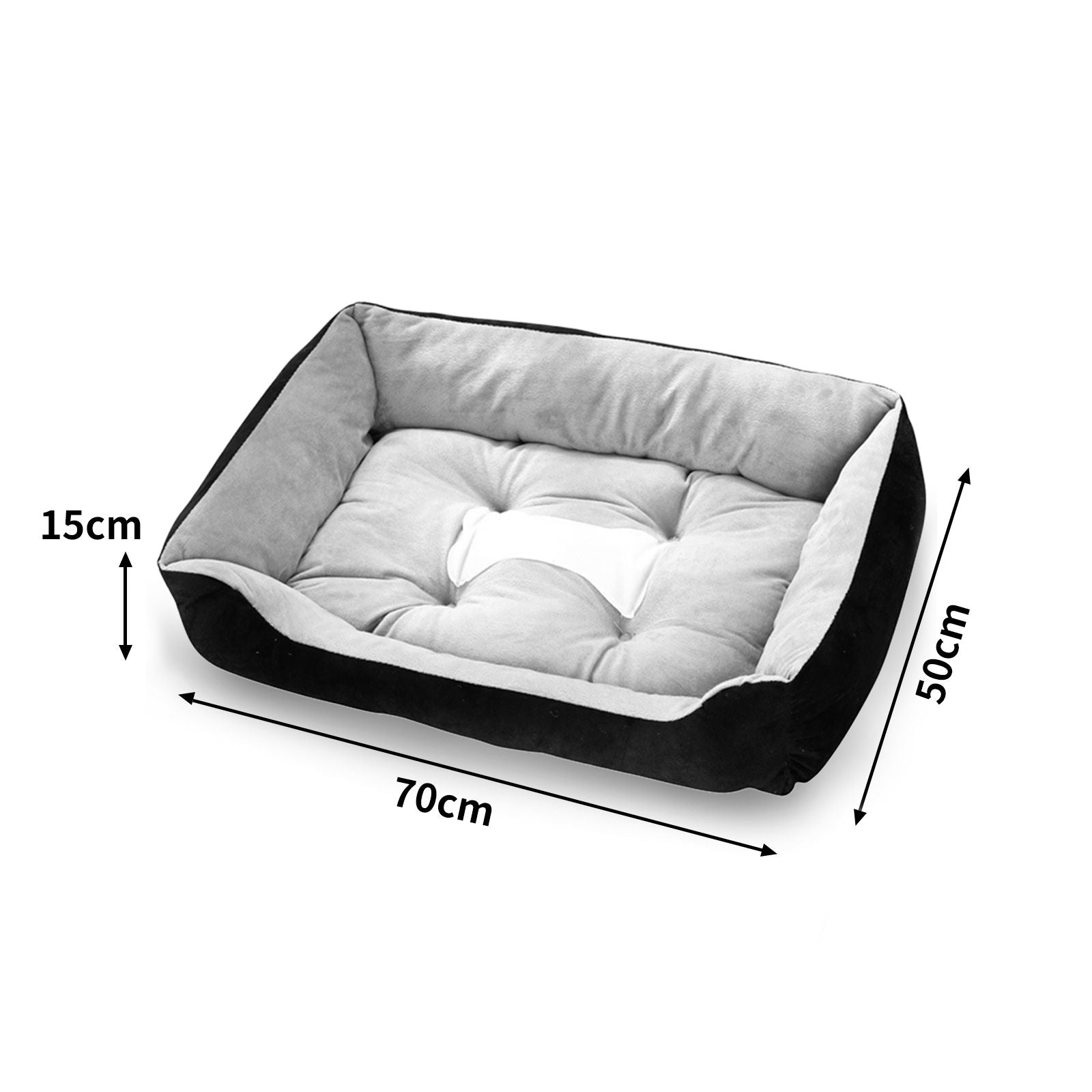 Soft Washable Black Dog Cat Bed, Non-Slip, Medium - Pawfriends