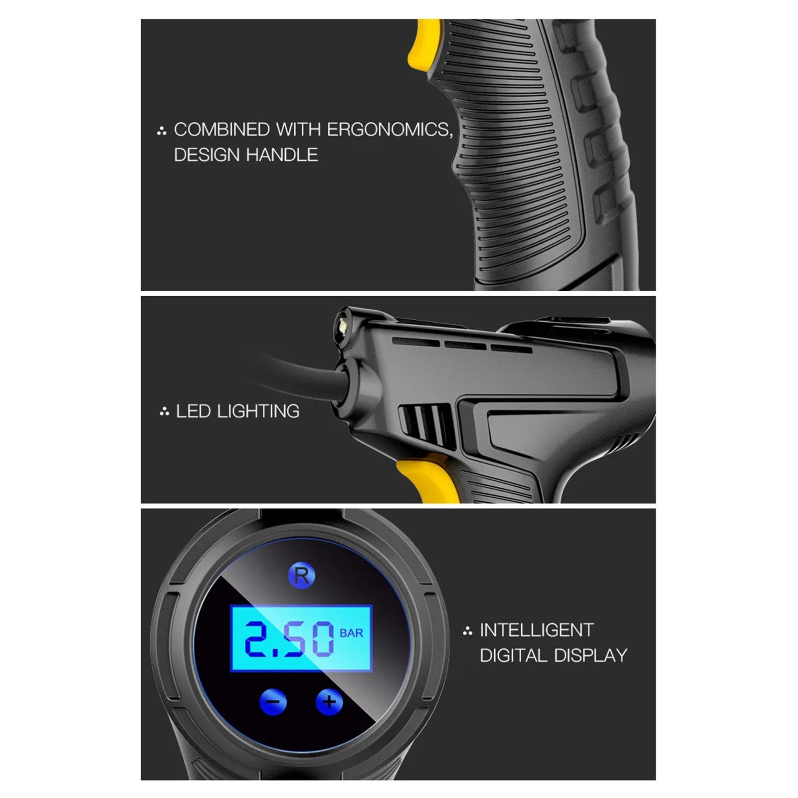 Wireless Charging Portable Tire Inflator, Digital Display, 120W