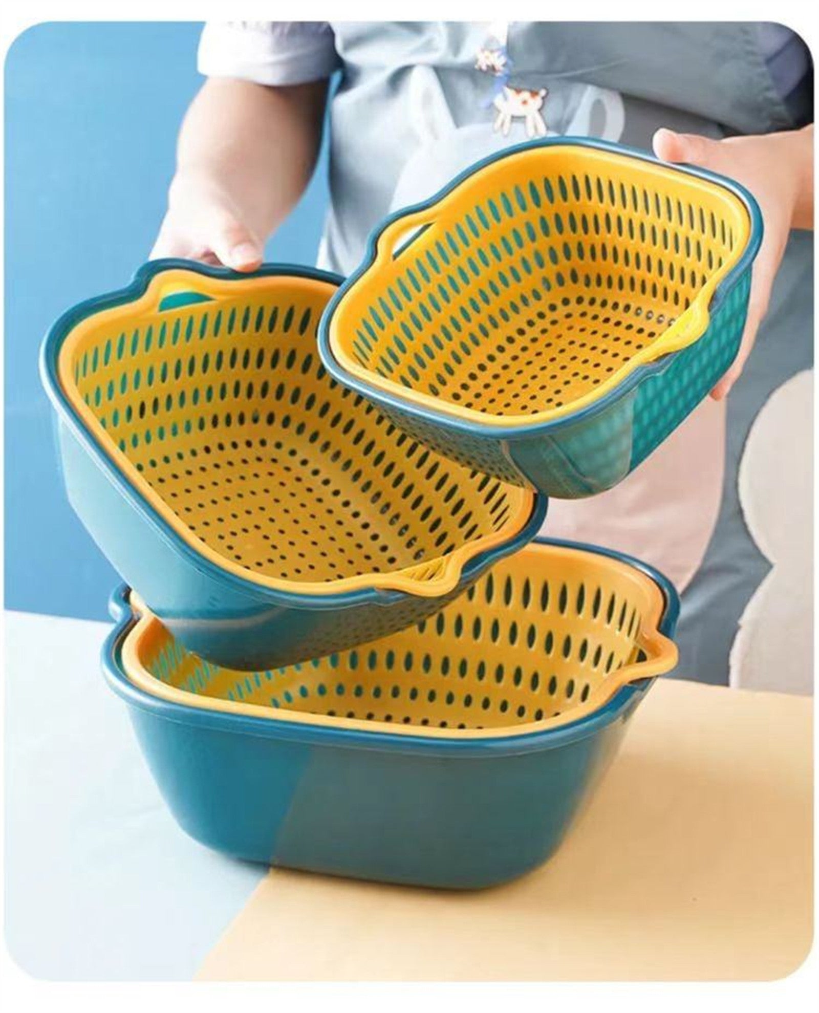 Stackable Double-Layer Fruit Vegetable Basket, 6-Piece Set