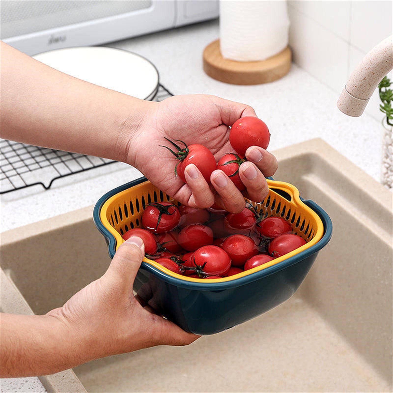 Stackable Double-Layer Fruit Vegetable Basket, 6-Piece Set