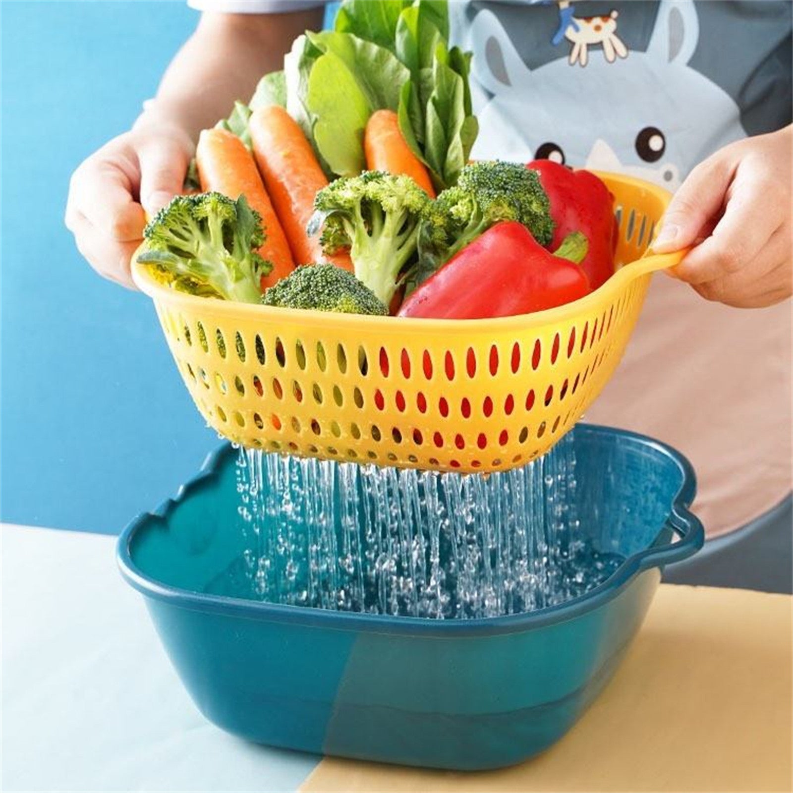 Stackable Double-Layer Fruit Vegetable Basket, 6-Piece Set