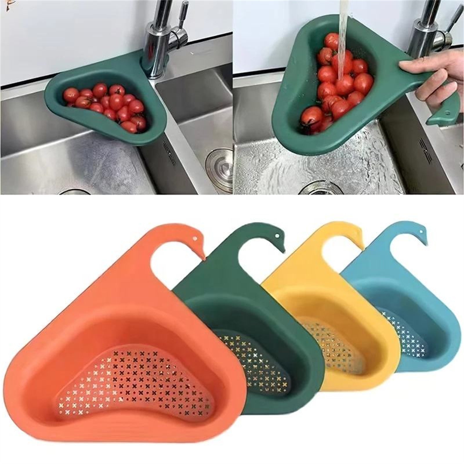 Non-Slip PP Sink Drain Basket - Green, Strainer Organizer