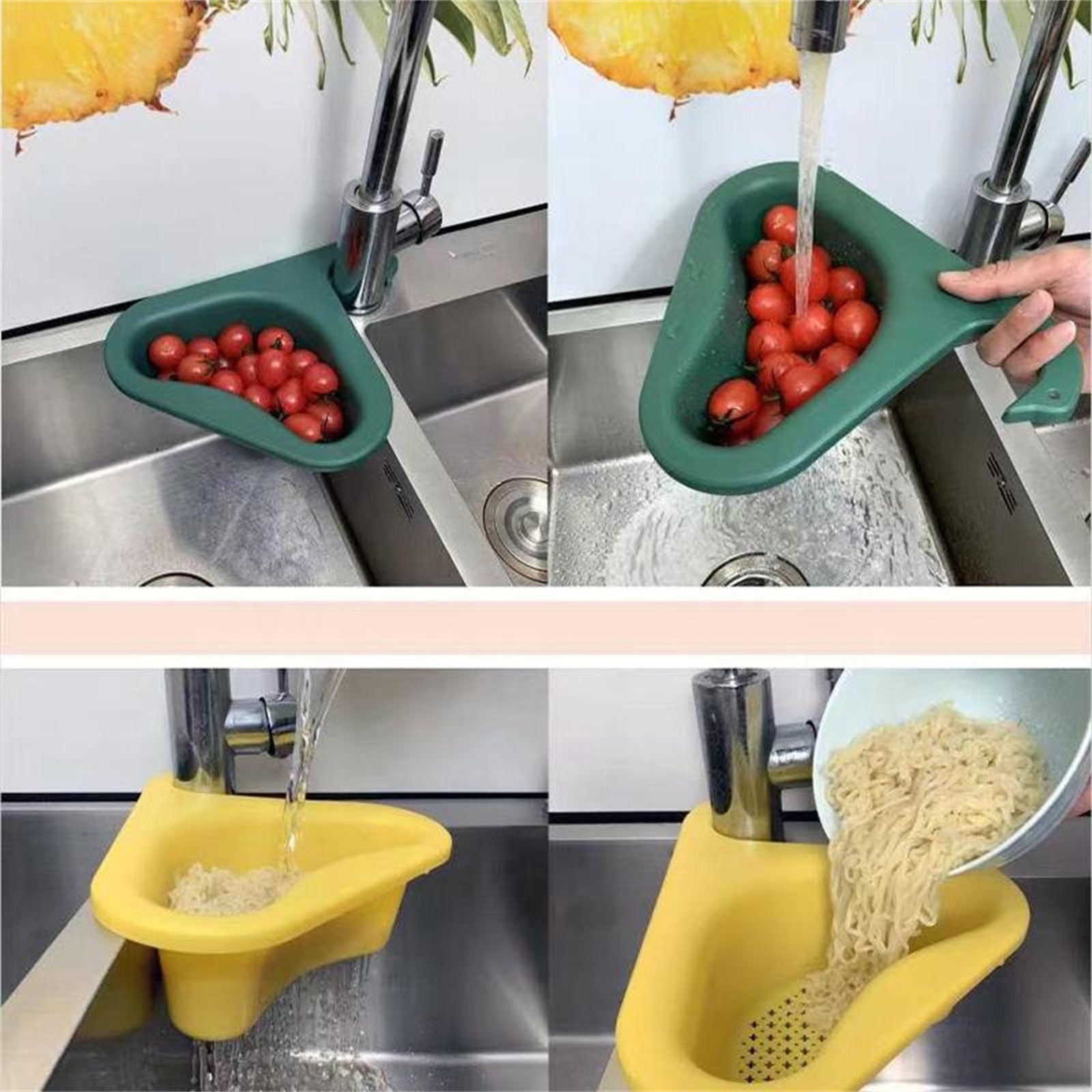 Non-Slip PP Sink Drain Basket - Green, Strainer Organizer