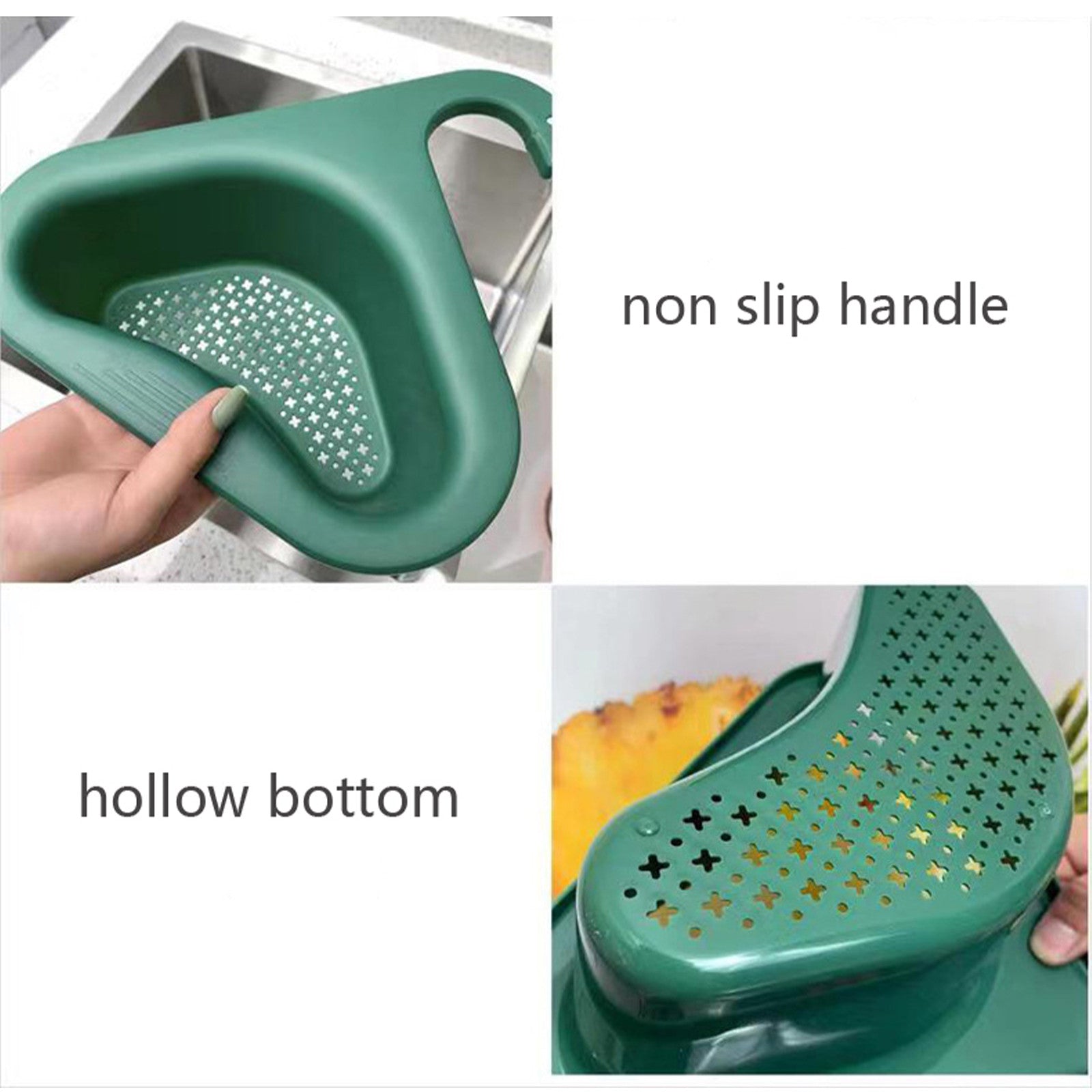 Non-Slip PP Sink Drain Basket - Green, Strainer Organizer