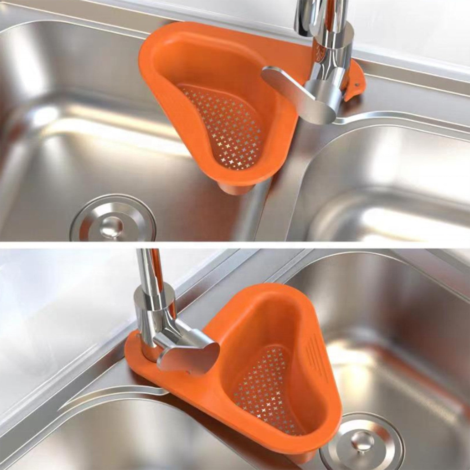 Non-Perforated Sink Drain Basket, Food-Grade PP, Orange