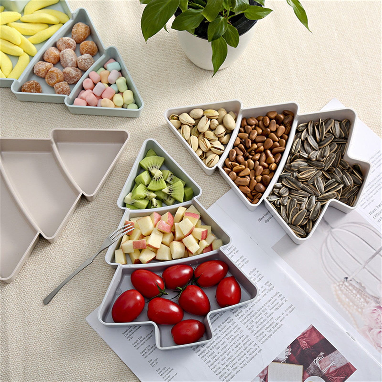 Compact Resin Tree Fruit Plate Snack Storage - Cookingstuff