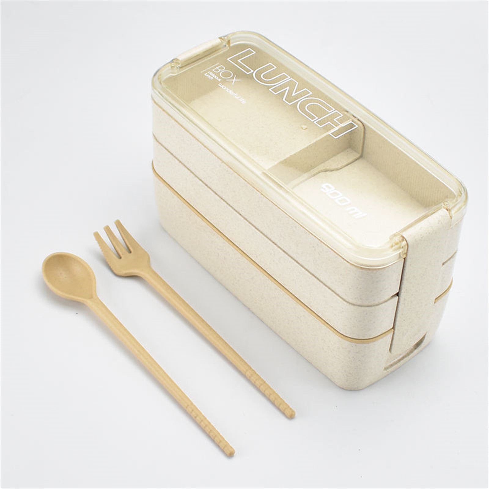 Leakproof 3-Layer Bento Box 900ml with Utensils