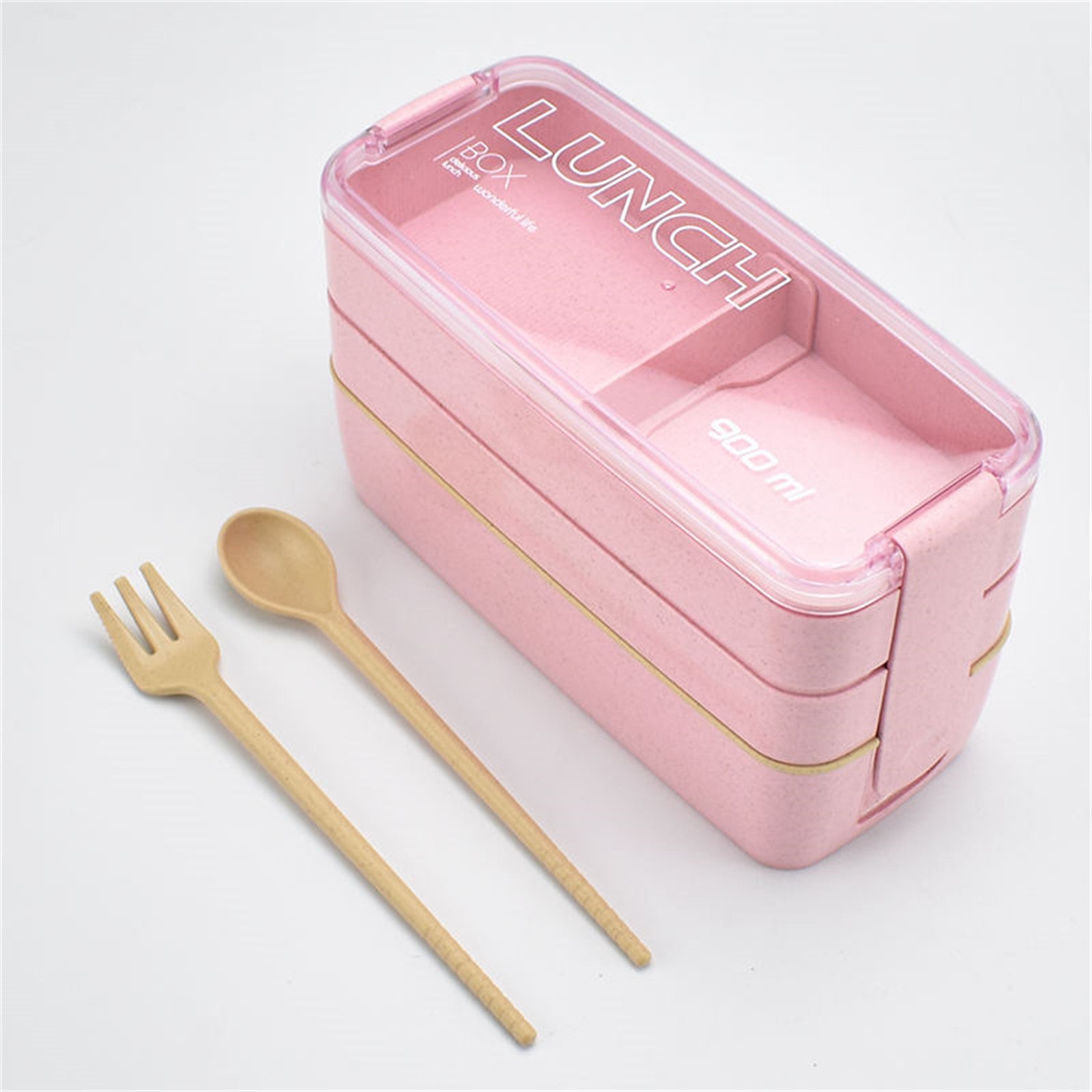 Leakproof 3 Layer Bento Box with Utensils, Eco-Friendly