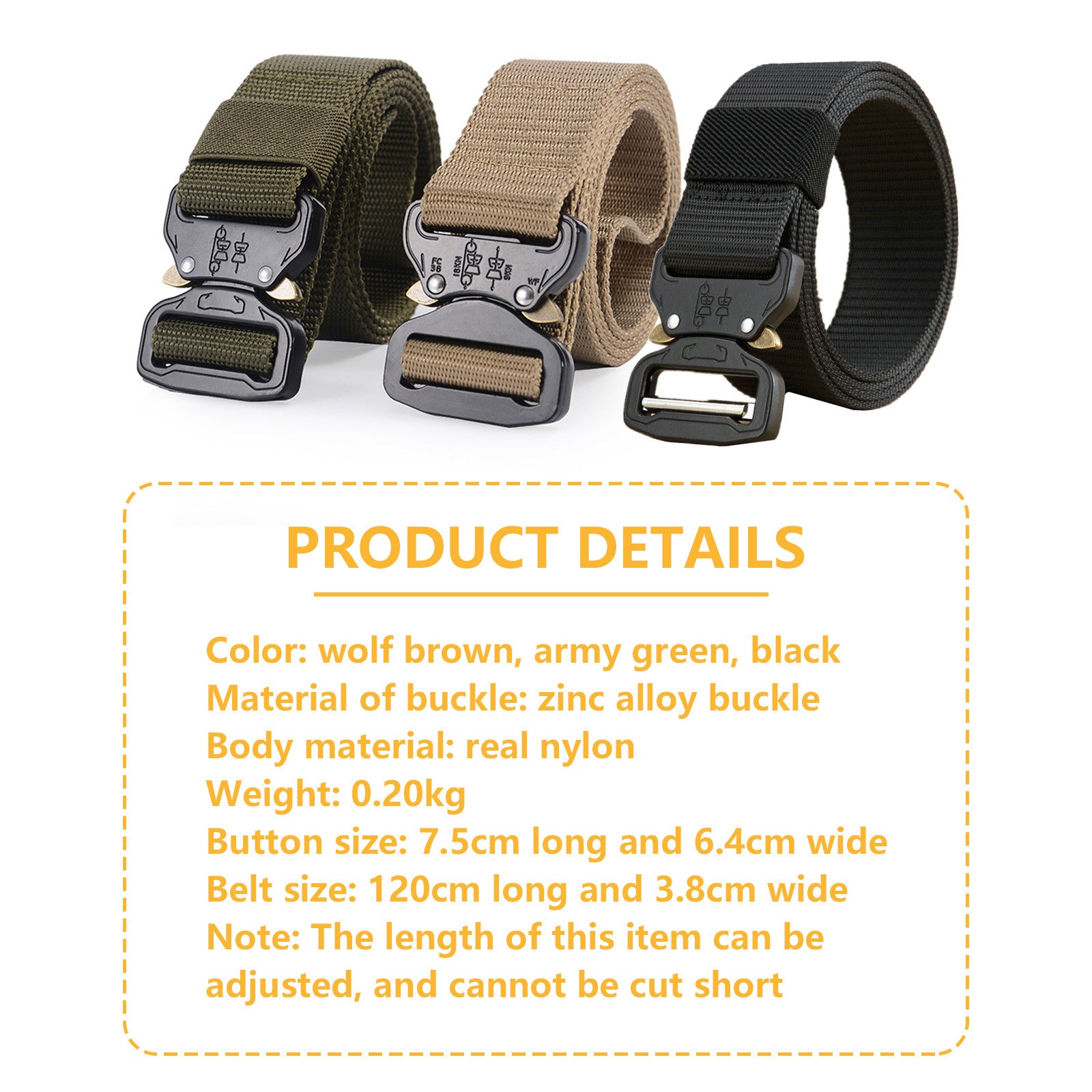 Durable Nylon Tactical Belt for Men, Military Green - Mountgear