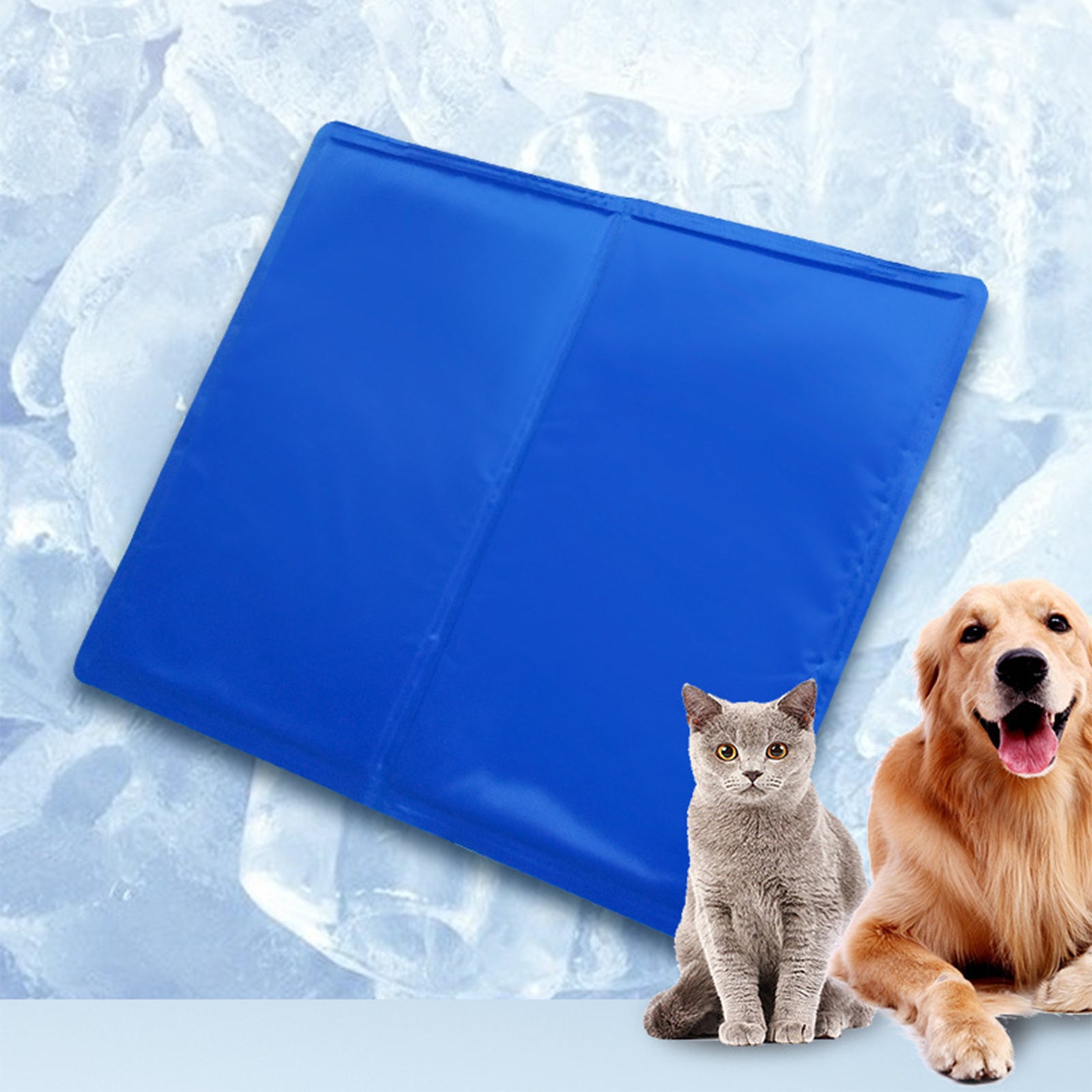 XXL Waterproof Pet Cooling Cushion, Blue, Polyester, Pawfriends