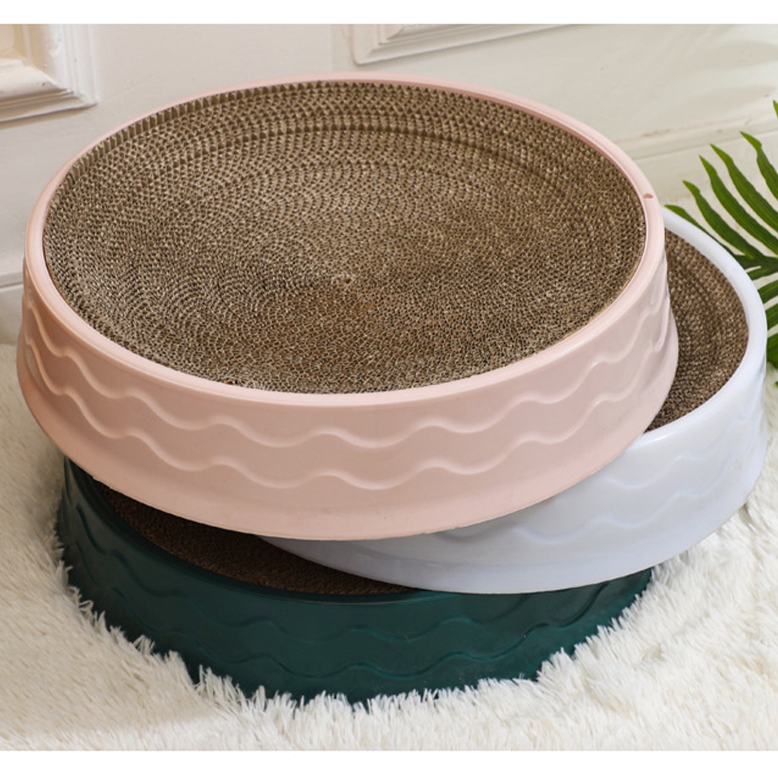 Wear-Resistant Round Corrugated Cat Scratcher - Pawfriends