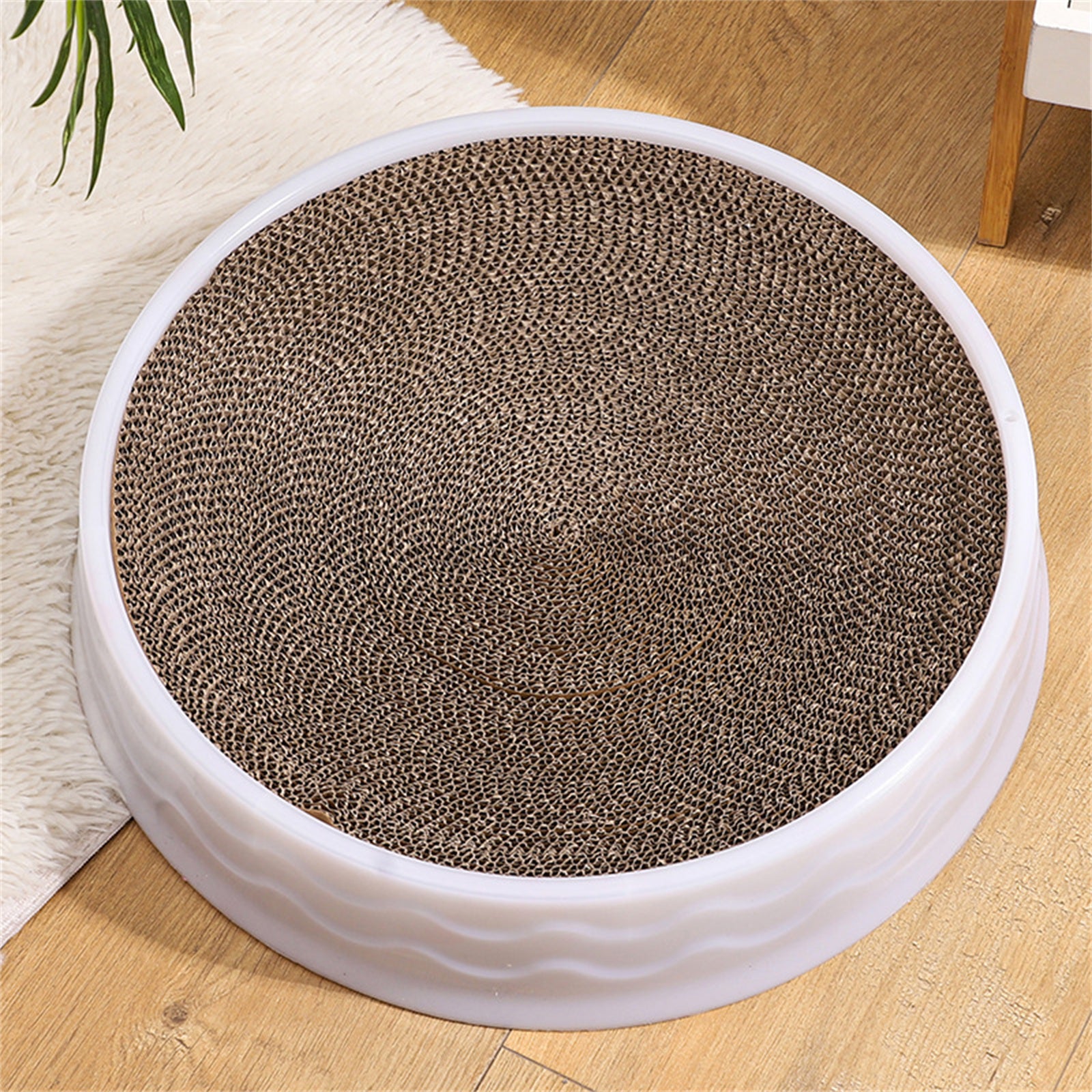 Durable Wear-Resistant Cat Scratcher Plate, Round, White | Pawfriends