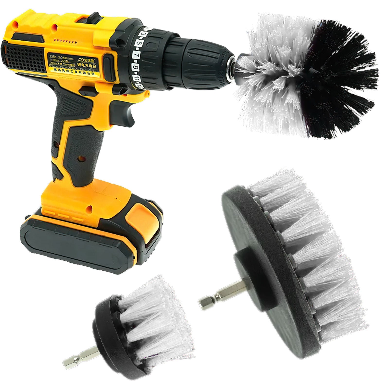 Tooleiz Three-Piece Electric Drill Brush Set, Multi-Color Nylon Bristles