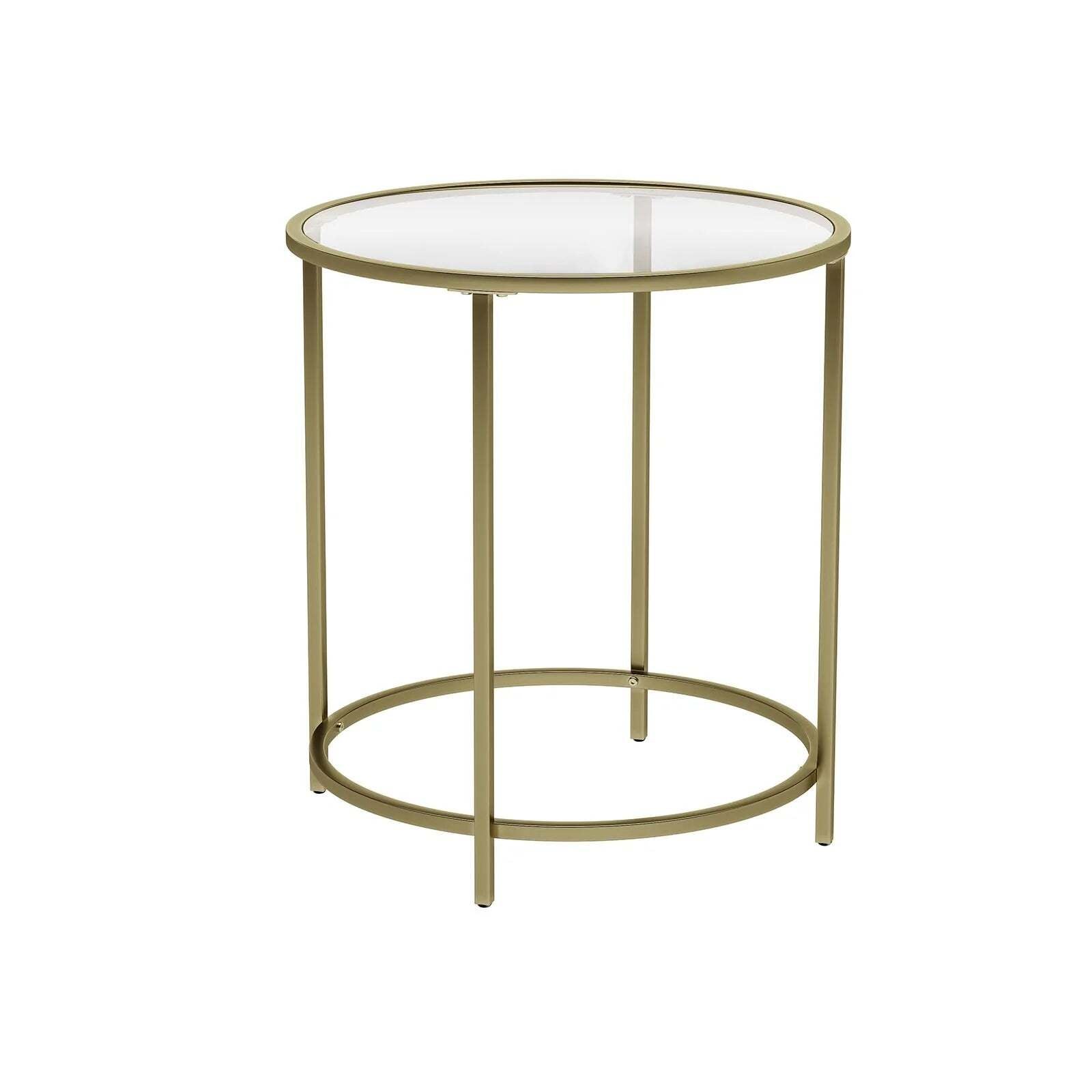 Minimalist Gold Side Table Tempered Glass Top - VASAGLE