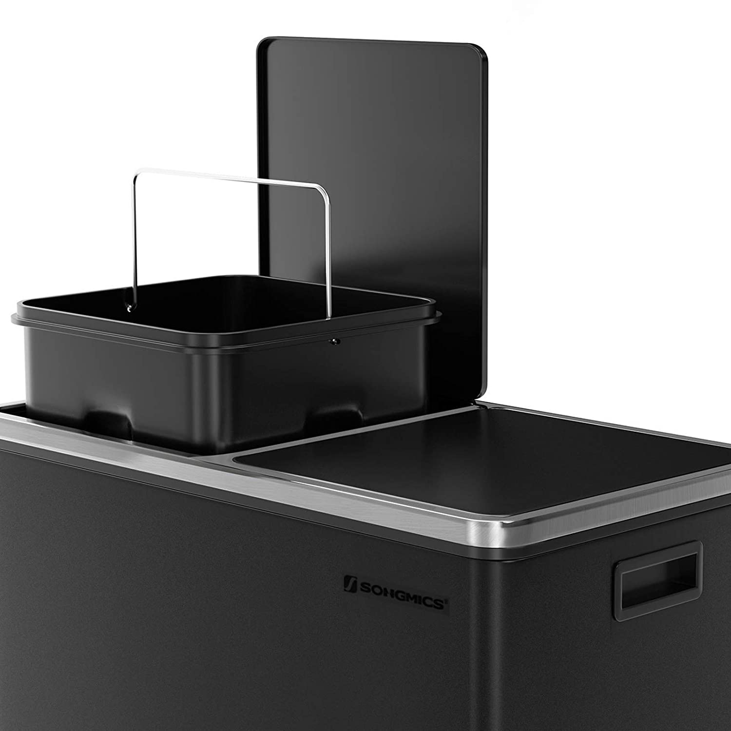 Dual Compartment 2x30L Pedal Recycling Bin Black - SONGMICS