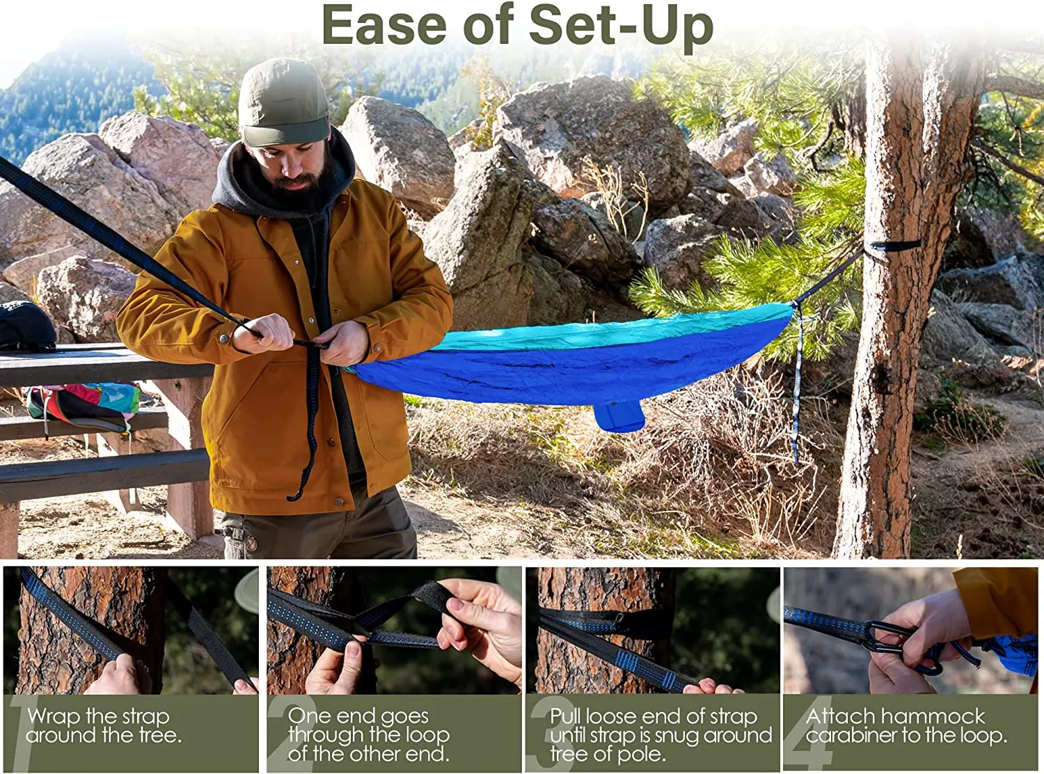 Heavy Duty Camping Hammock, Easy Setup, 210T Nylon, 200 kg