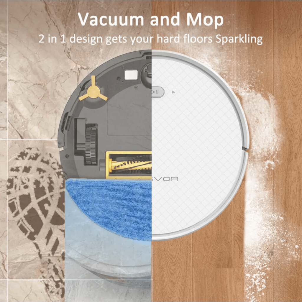 1800Pa Robot Vacuum Mop, Smart Mapping, Wi-Fi, Tesvor