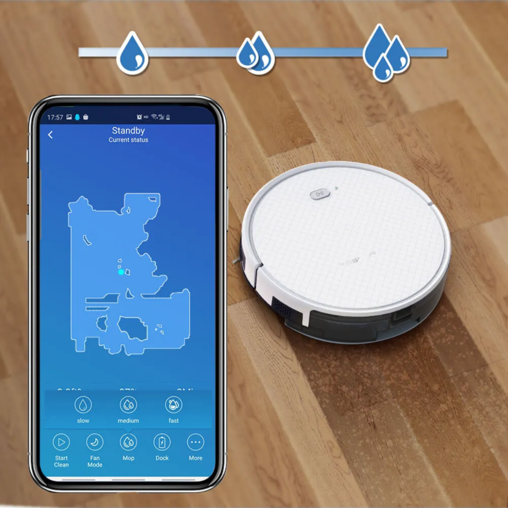 1800Pa Robot Vacuum Mop, Smart Mapping, Wi-Fi, Tesvor