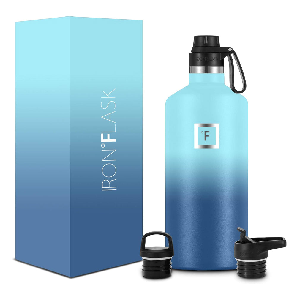 64oz Insulated Stainless Steel Water Bottle with 3 Lids - Iron Flask