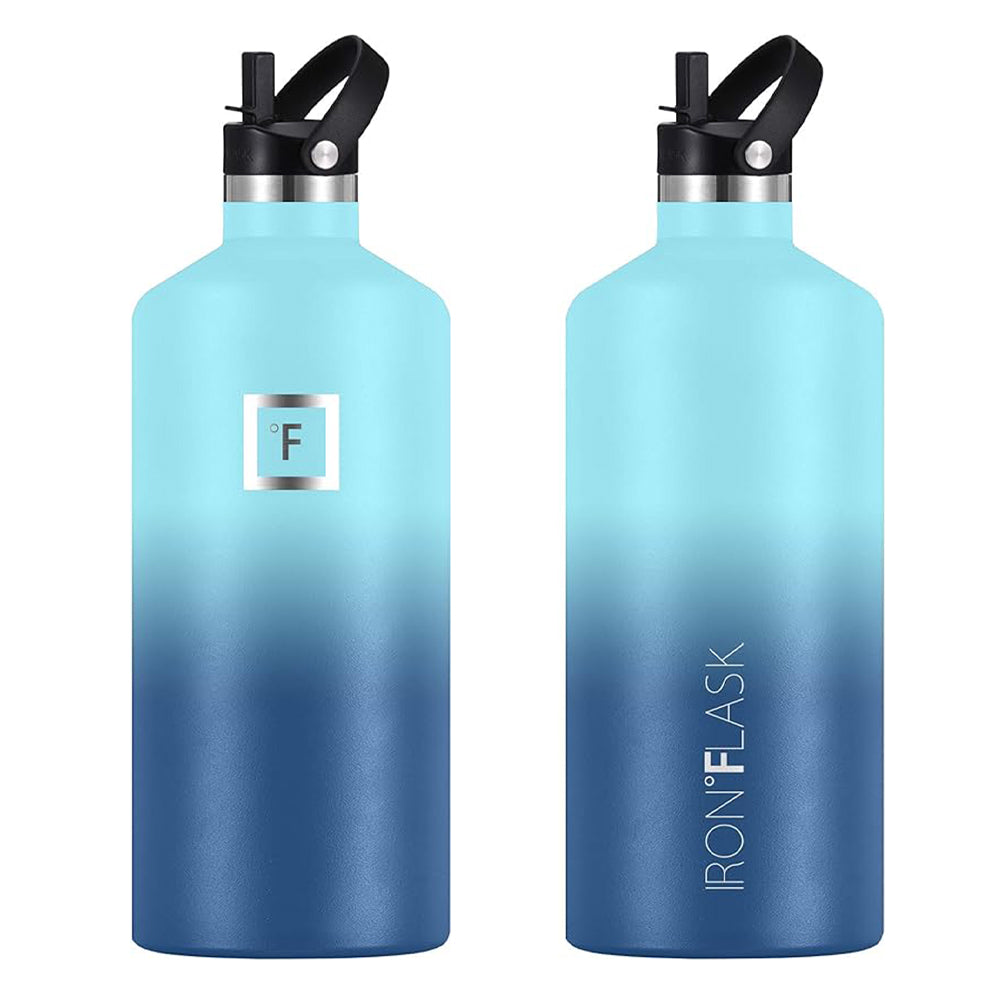 64oz Insulated Stainless Steel Bottle with Straw Lid, Iron Flask