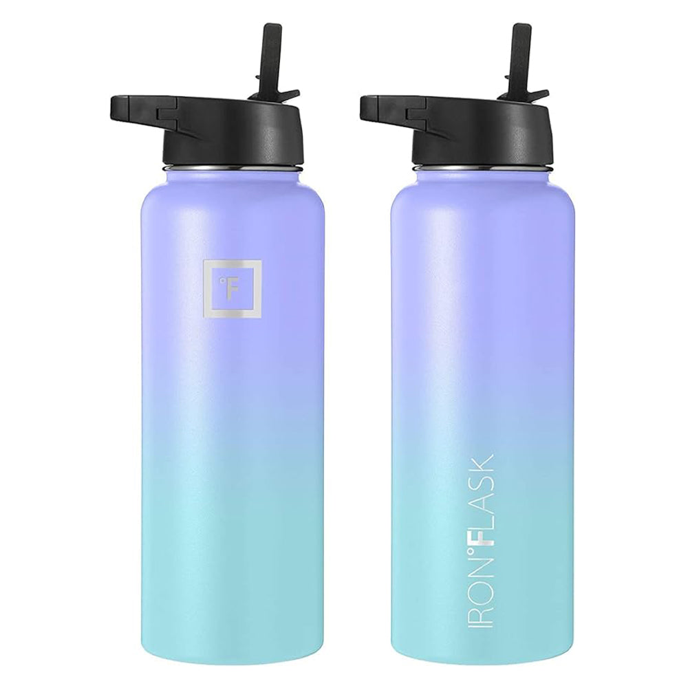 Double-Wall Insulated Wide Mouth Bottle with Straw Lid, 40oz - Iron Flask