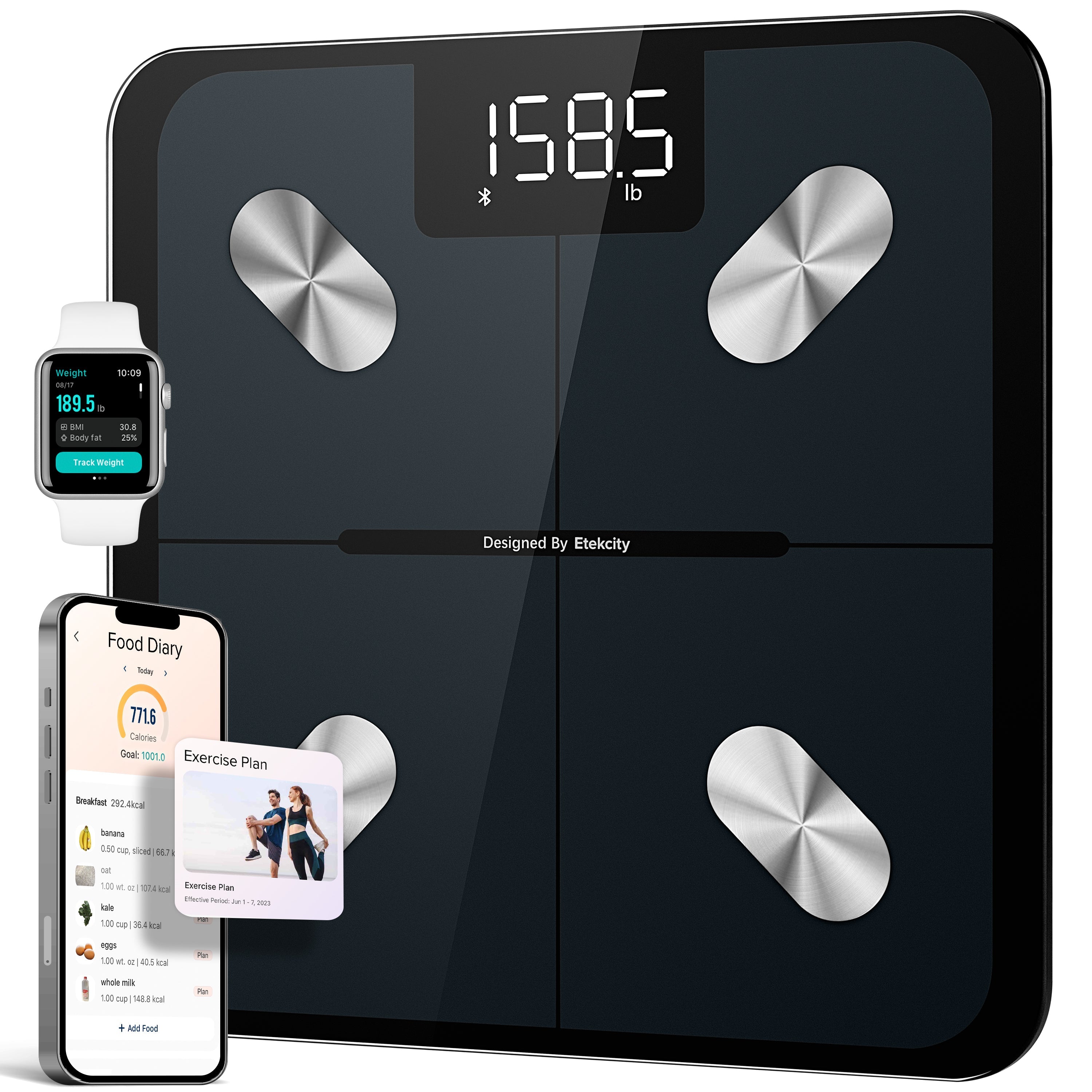 Non-Toxic Yoga Mat & Body Weight Scale Bundle, Black - Jade Yoga