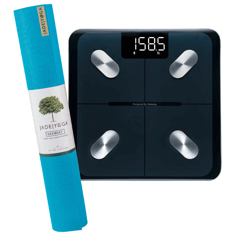 Non-toxic Rubber Yoga Mat & Body Fat Scale Bundle - Jade