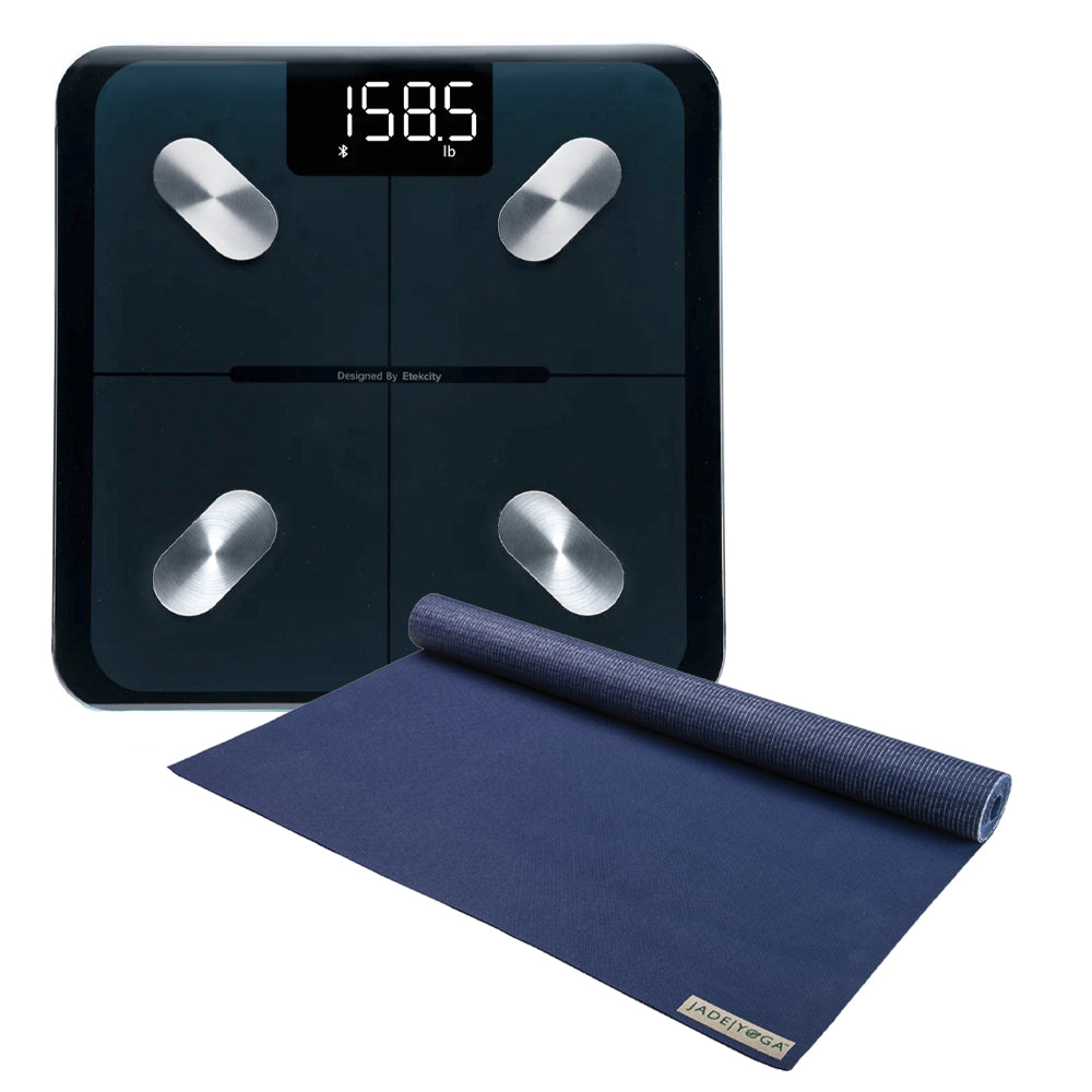 Natural Rubber Voyager Yoga Mat & Fat Percentage Scale Bundle