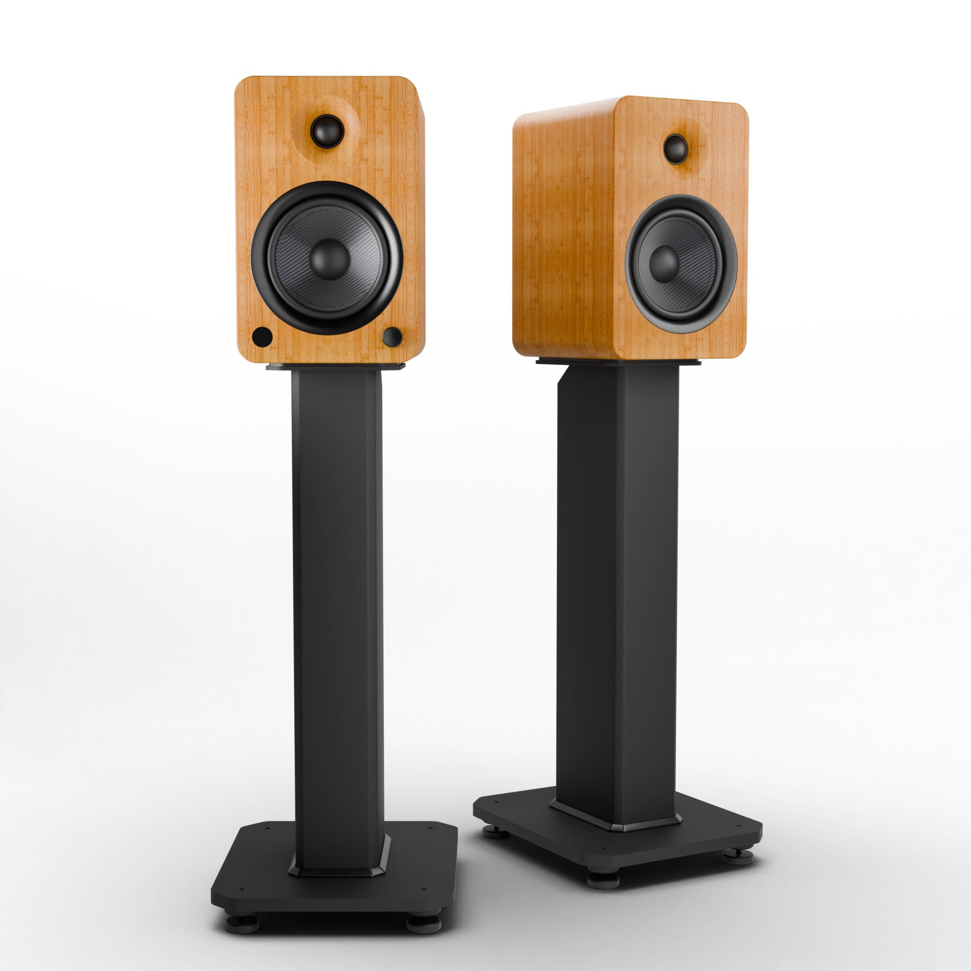 200W Bluetooth Phono Preamp Bookshelf Speakers Bamboo w/ Stand