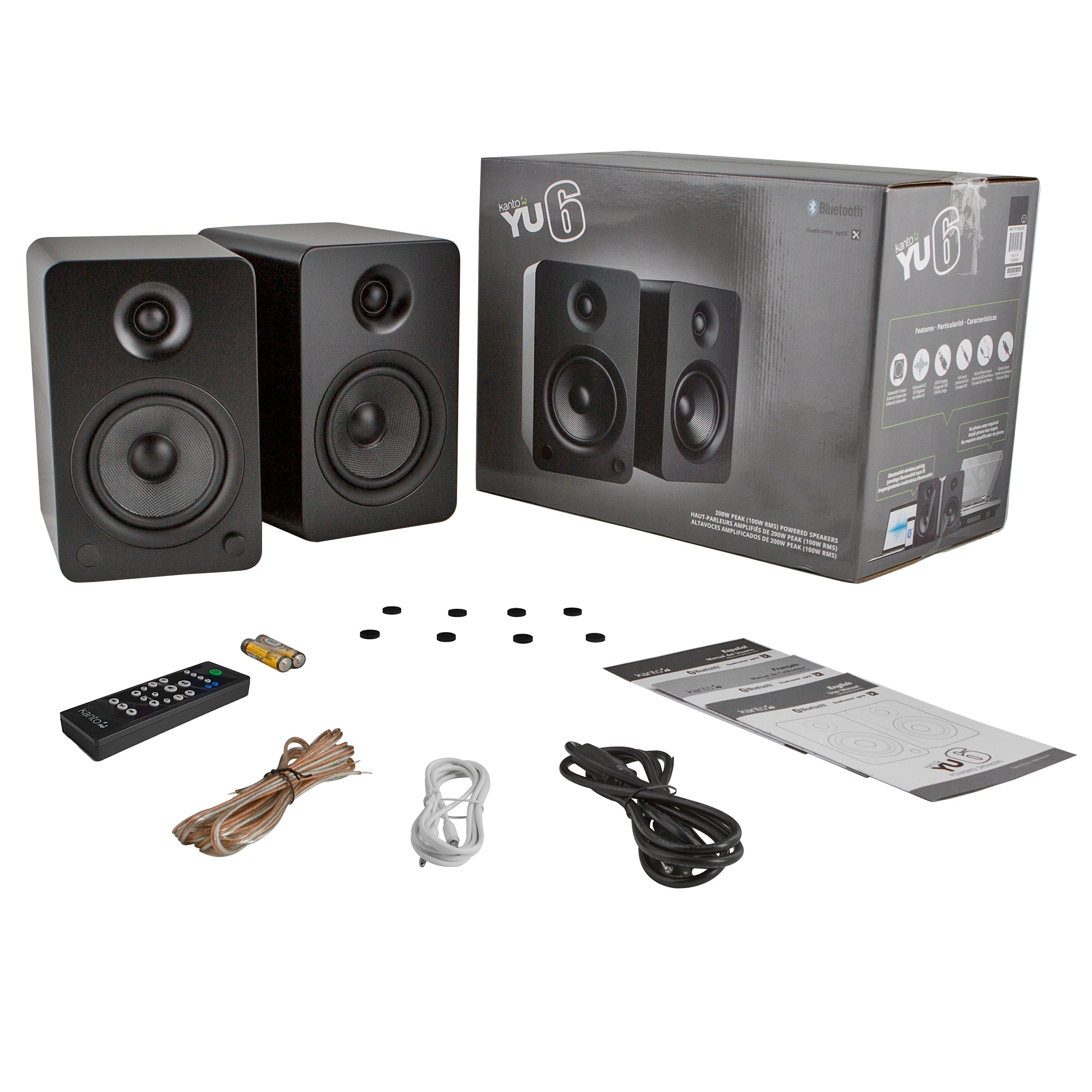 200W Bluetooth Bookshelf Speakers with Preamp & Stands, Kanto