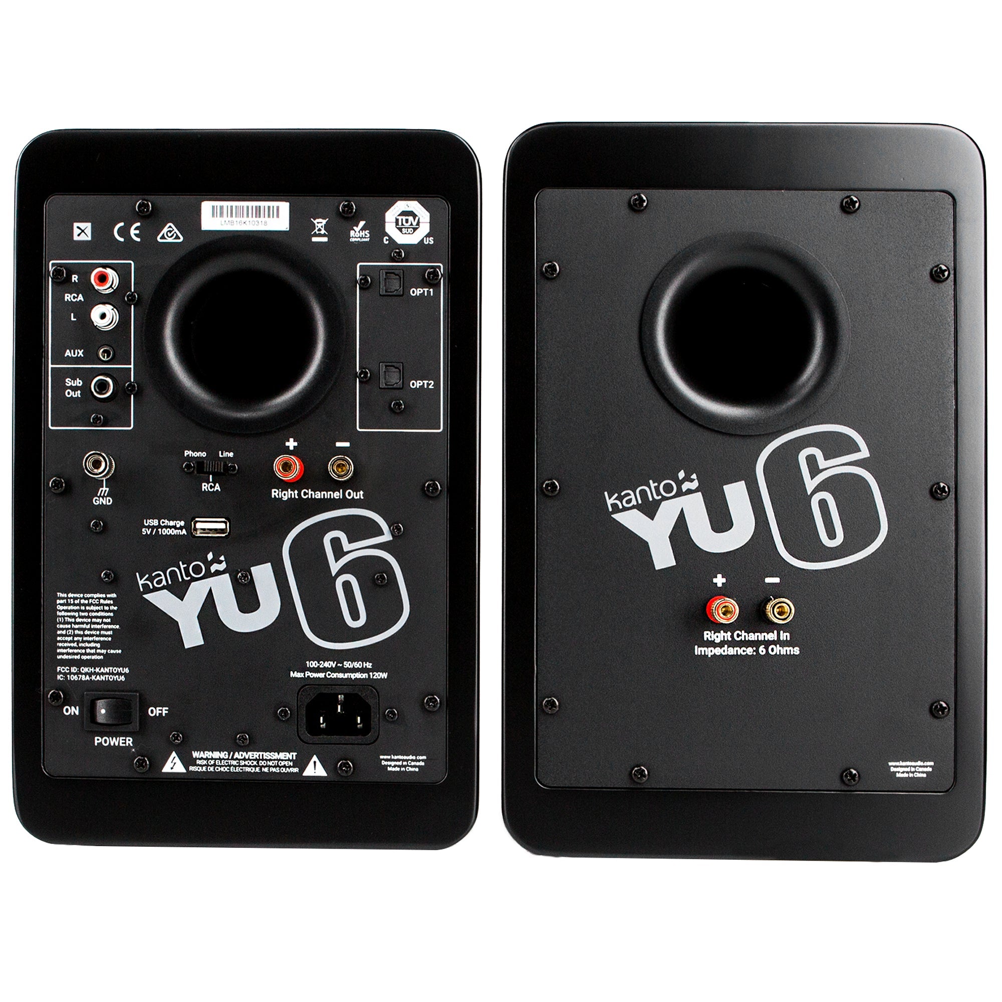 Kanto YU6 200W Bluetooth Bookshelf Speakers, Phono Preamp, Stands