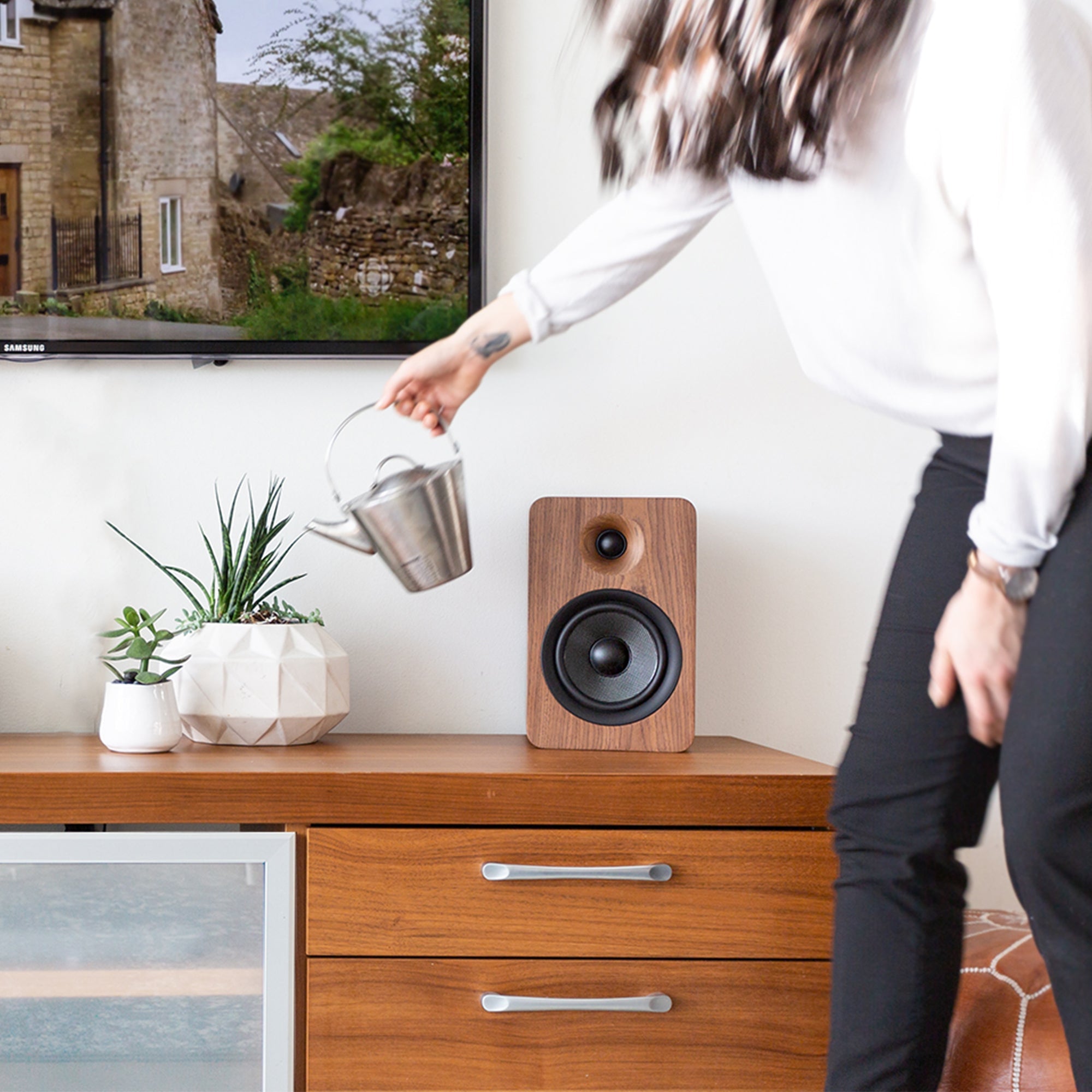 High-Powered Bluetooth Bookshelf Speakers with Stands